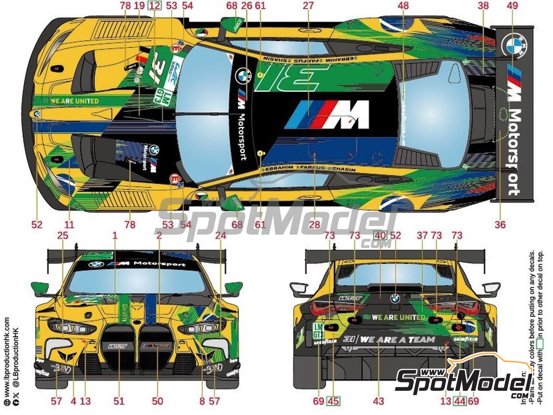 Image 4: BMW M4 GT3 Evo Equipo The Bend WRT - FIA WEC 6 Horas de Sao Paulo 2025 | Decoraci&oacute;n en escala&nbsp;1/24 fabricado por LB Production (ref.&nbsp;LB-24128, tambien LB24128)