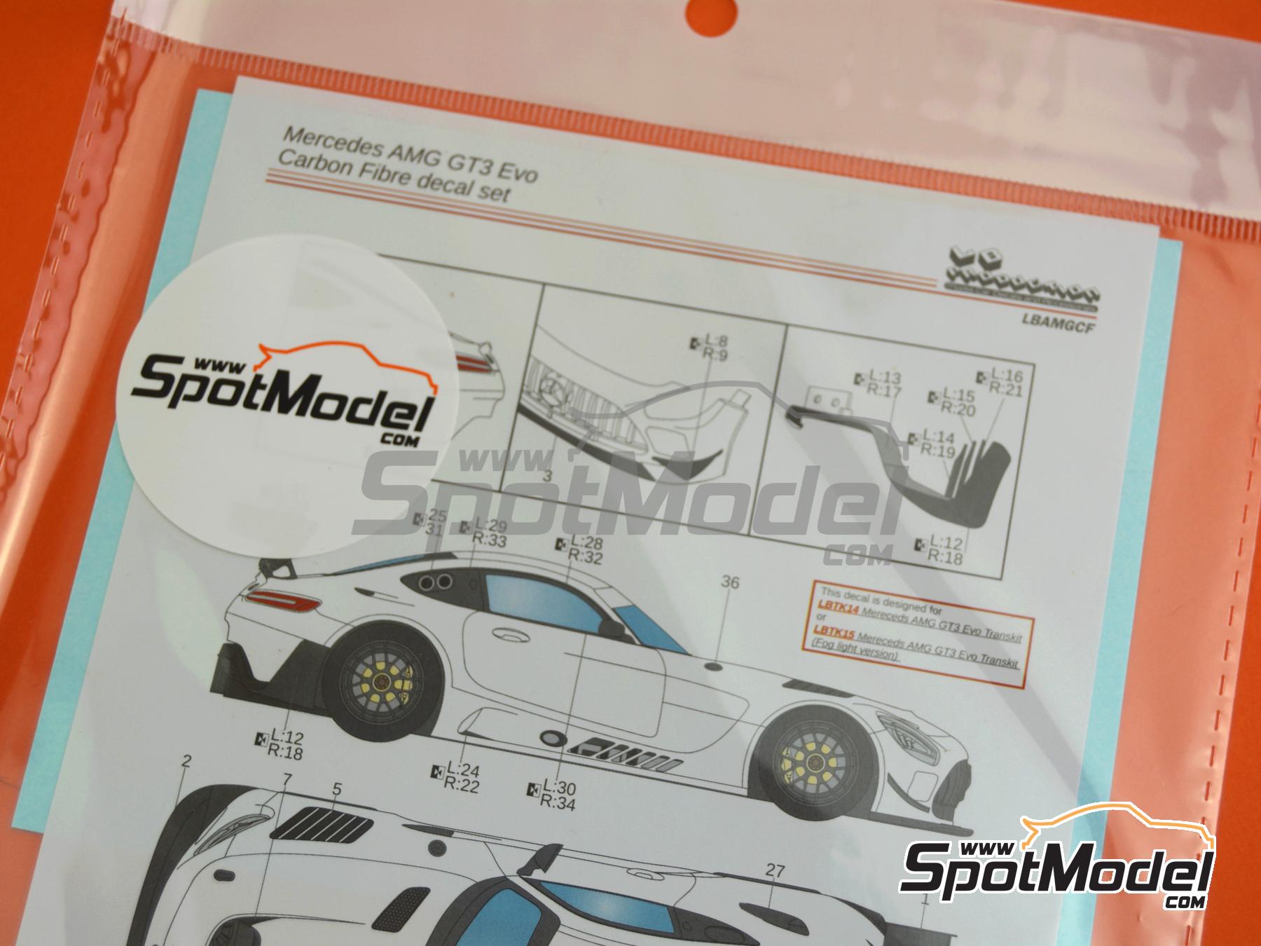 Image 5: Mercedes AMG GT3 Evo | Carbon fibre pattern decal set in 1/24 scale manufactured by LB Production (ref.&nbsp;LB-AMGCF, also LBAMGCF)