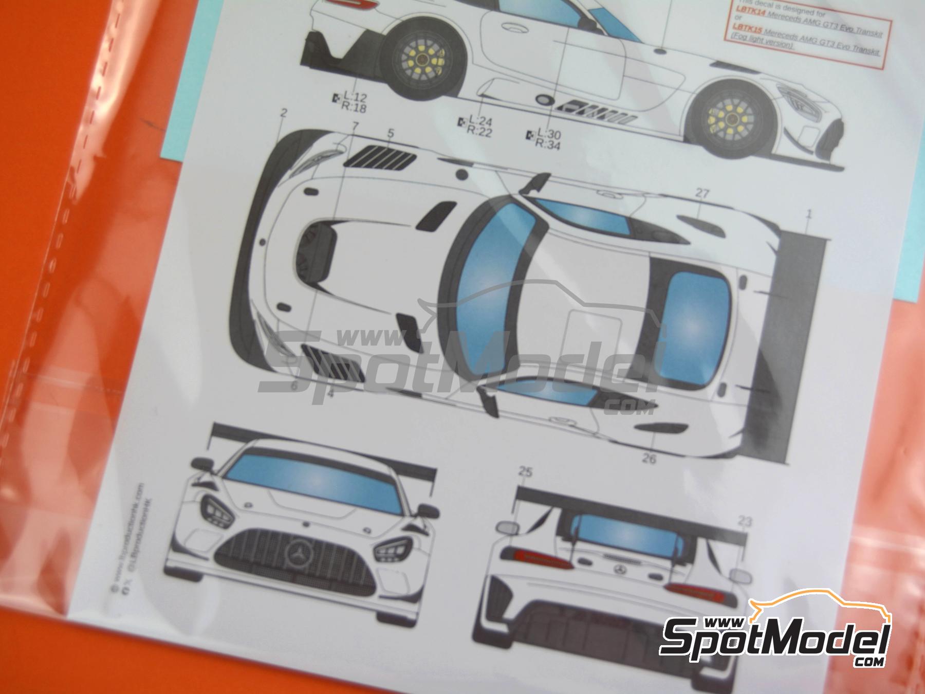 Image 6: Mercedes AMG GT3 Evo | Carbon fibre pattern decal set in 1/24 scale manufactured by LB Production (ref.&nbsp;LB-AMGCF, also LBAMGCF)