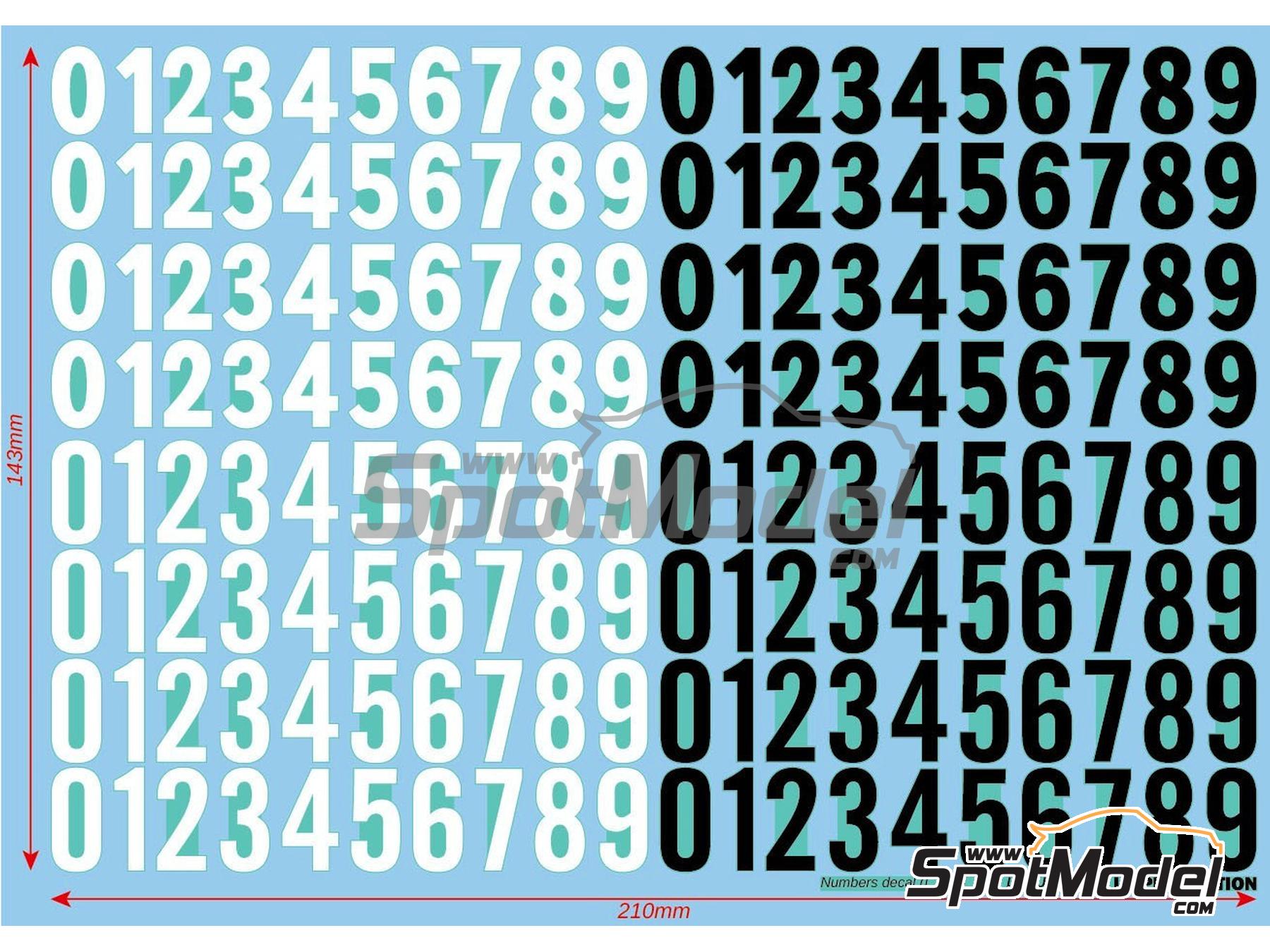 Image 1: Black & White Number - Large size | Decals in 1/24 scale manufactured by LB Production (ref.&nbsp;LB-NUM1L, also LBNUM1L)