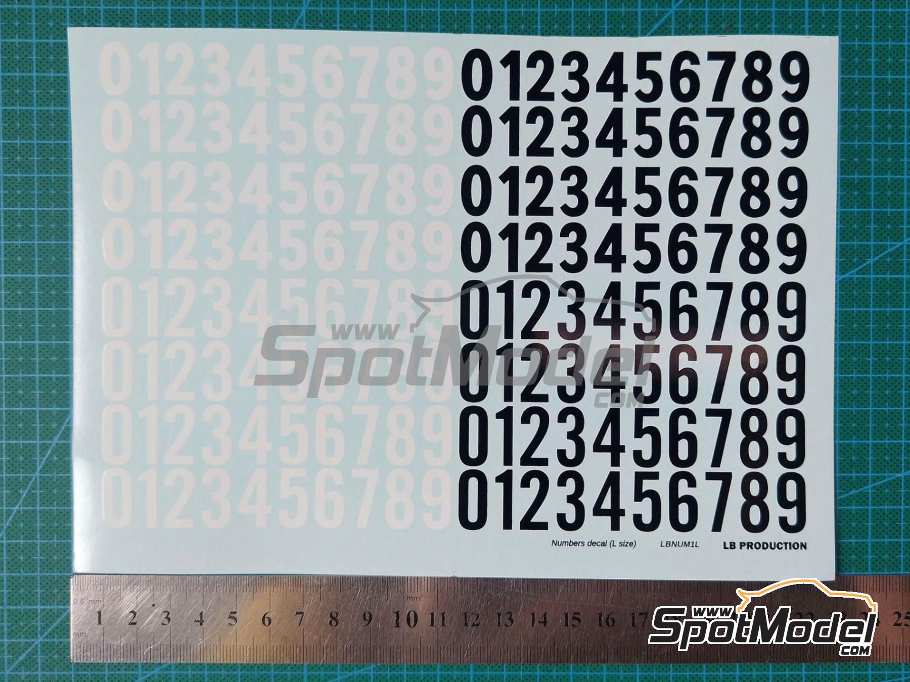 Image 2: Black & White Number - Large size | Decals in 1/24 scale manufactured by LB Production (ref.&nbsp;LB-NUM1L, also LBNUM1L)