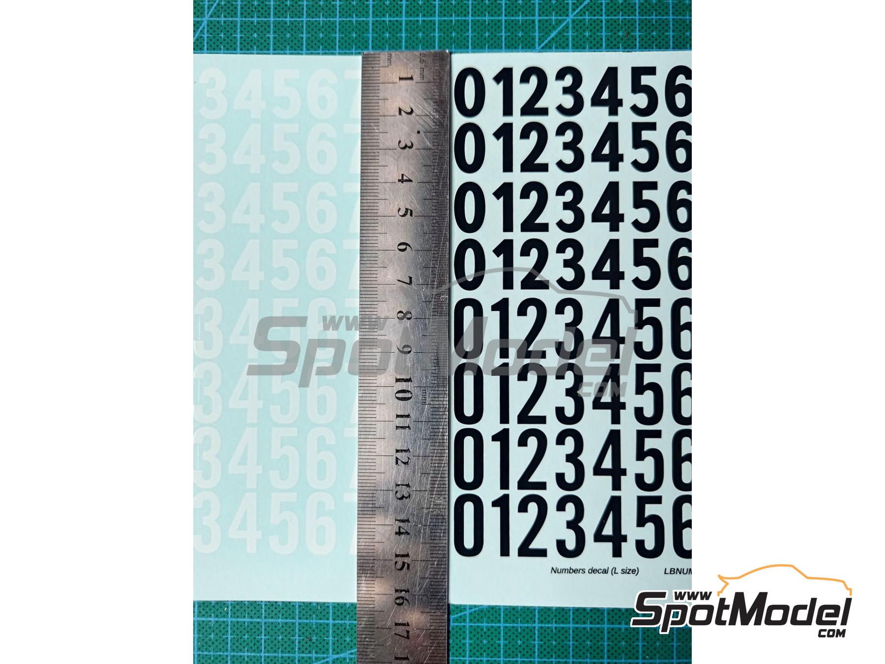 Image 3: Black & White Number - Large size | Decals in 1/24 scale manufactured by LB Production (ref.&nbsp;LB-NUM1L, also LBNUM1L)