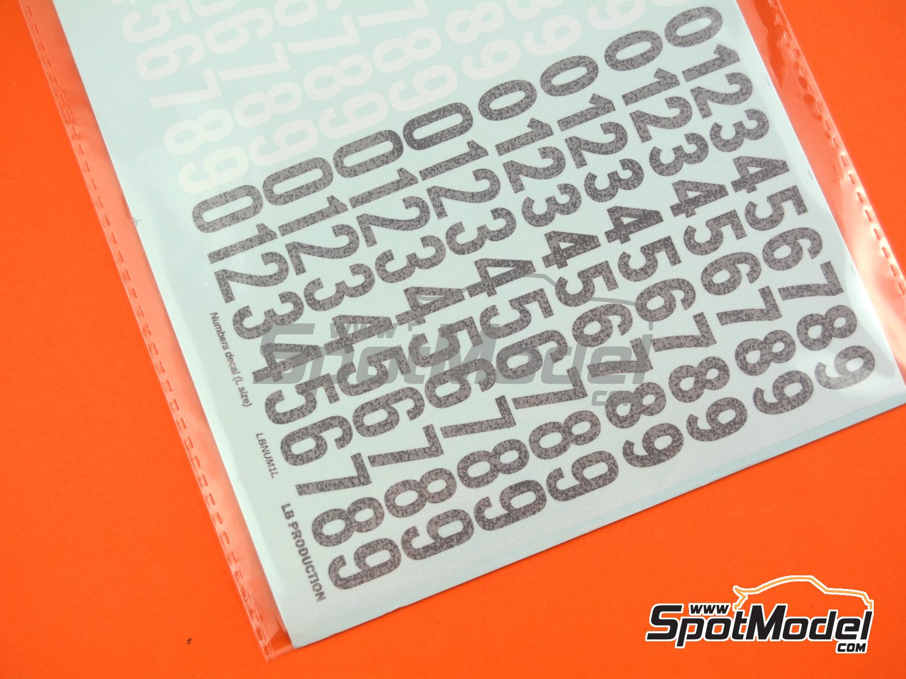 Image 5: Black & White Number - Large size | Decals in 1/24 scale manufactured by LB Production (ref.&nbsp;LB-NUM1L, also LBNUM1L)