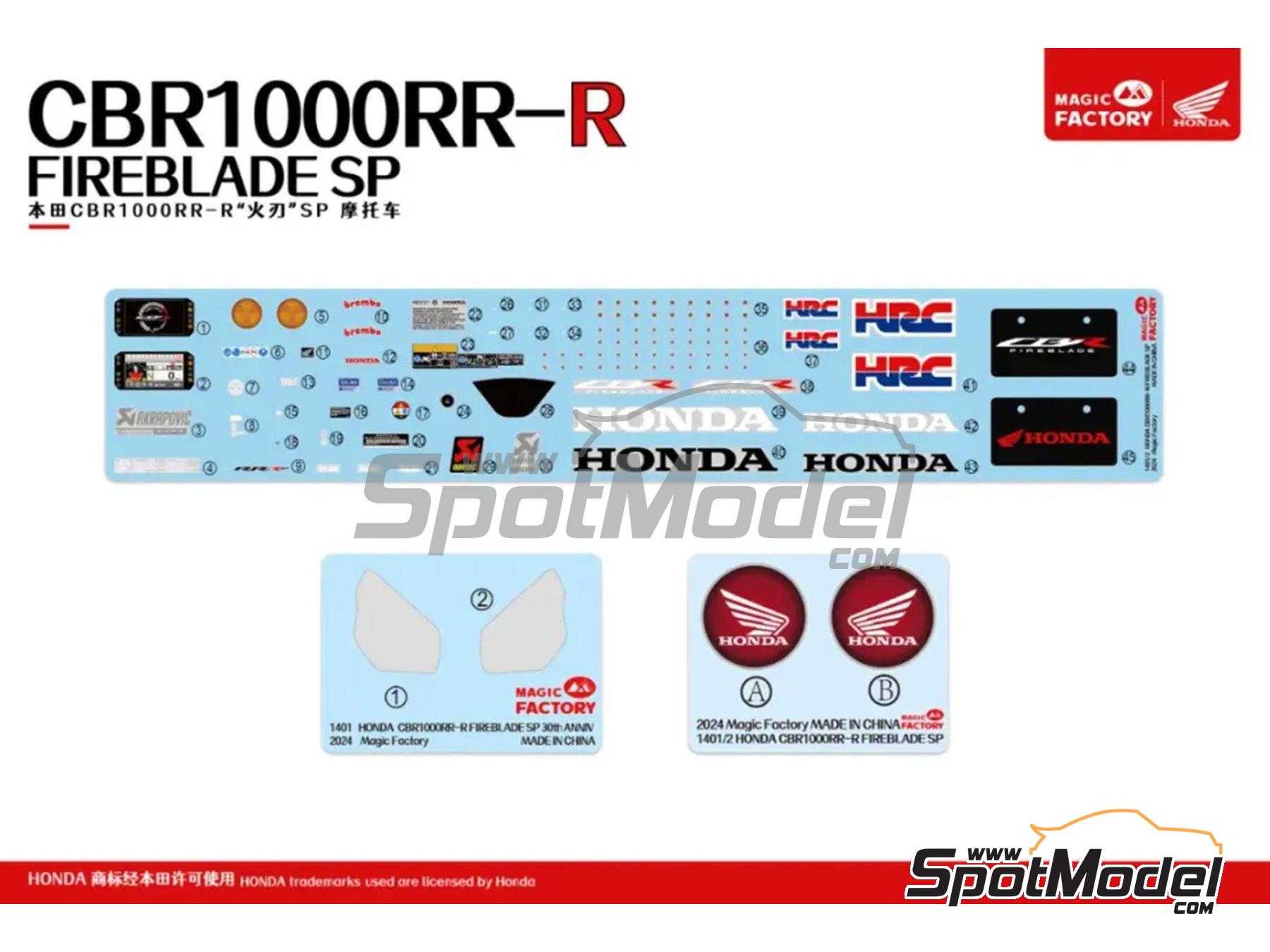 Image 6: Honda CBR1000RR-R Fireblade SP - Pre-painted | Motorbike scale model kit in 1/9 scale manufactured by Magic Factory (ref.&nbsp;MAGIC-1402, also 6974715830495 and 1402)