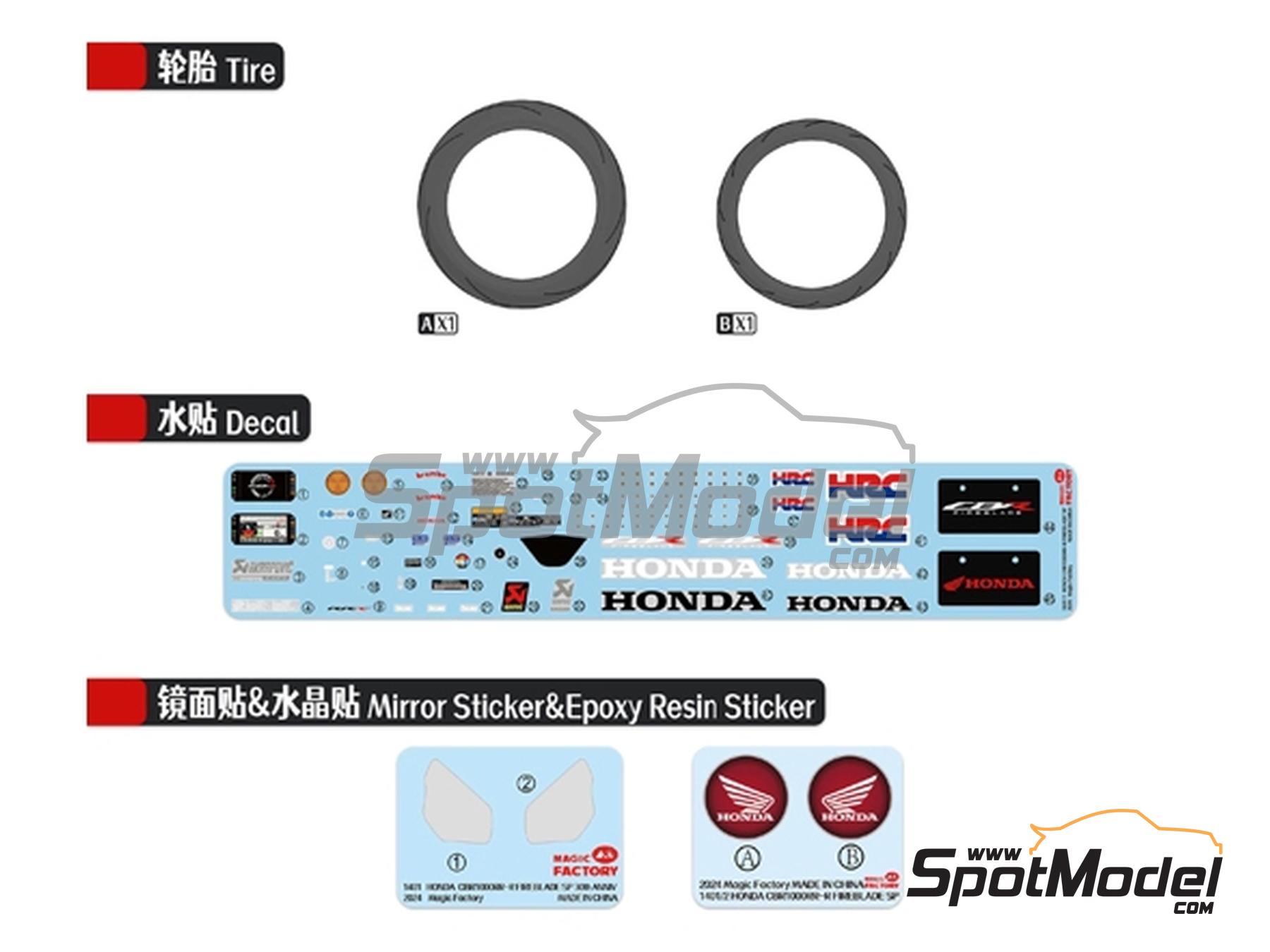 Image 10: Honda CBR1000RR-R Fireblade SP - Black pre-painted version | Motorbike scale model kit in 1/9 scale manufactured by Magic Factory (ref.&nbsp;MAGIC-1405, also 6974715831072 and 1405)