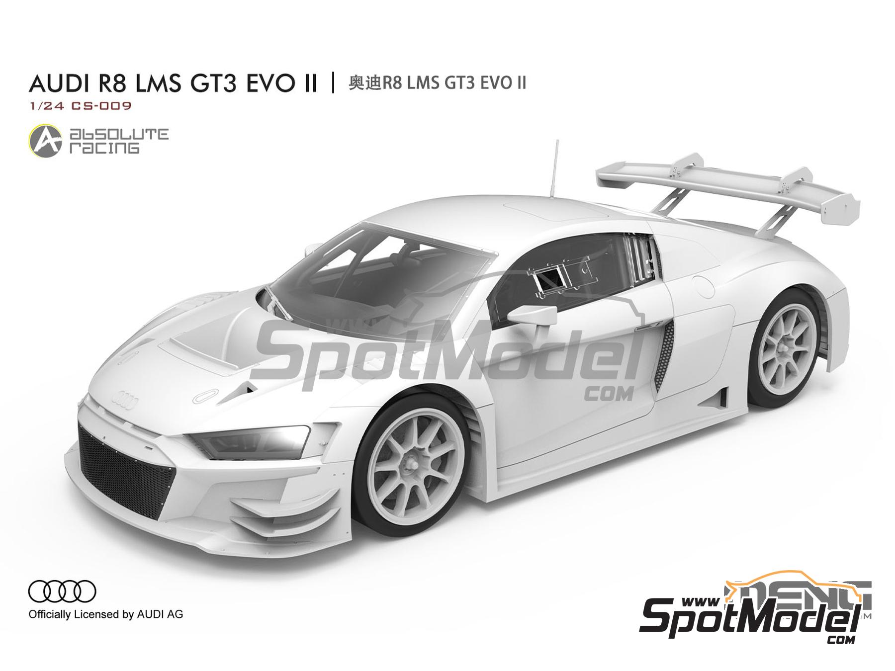 Image 5: Audi R8 LMS GT3 Evo II Absolute Racing Team sponsored by B-Quick - TSS Thailand Super Series 2024 | Car scale model kit in 1/24 scale manufactured by Meng Model (ref. CS-011, also 4897038554089)