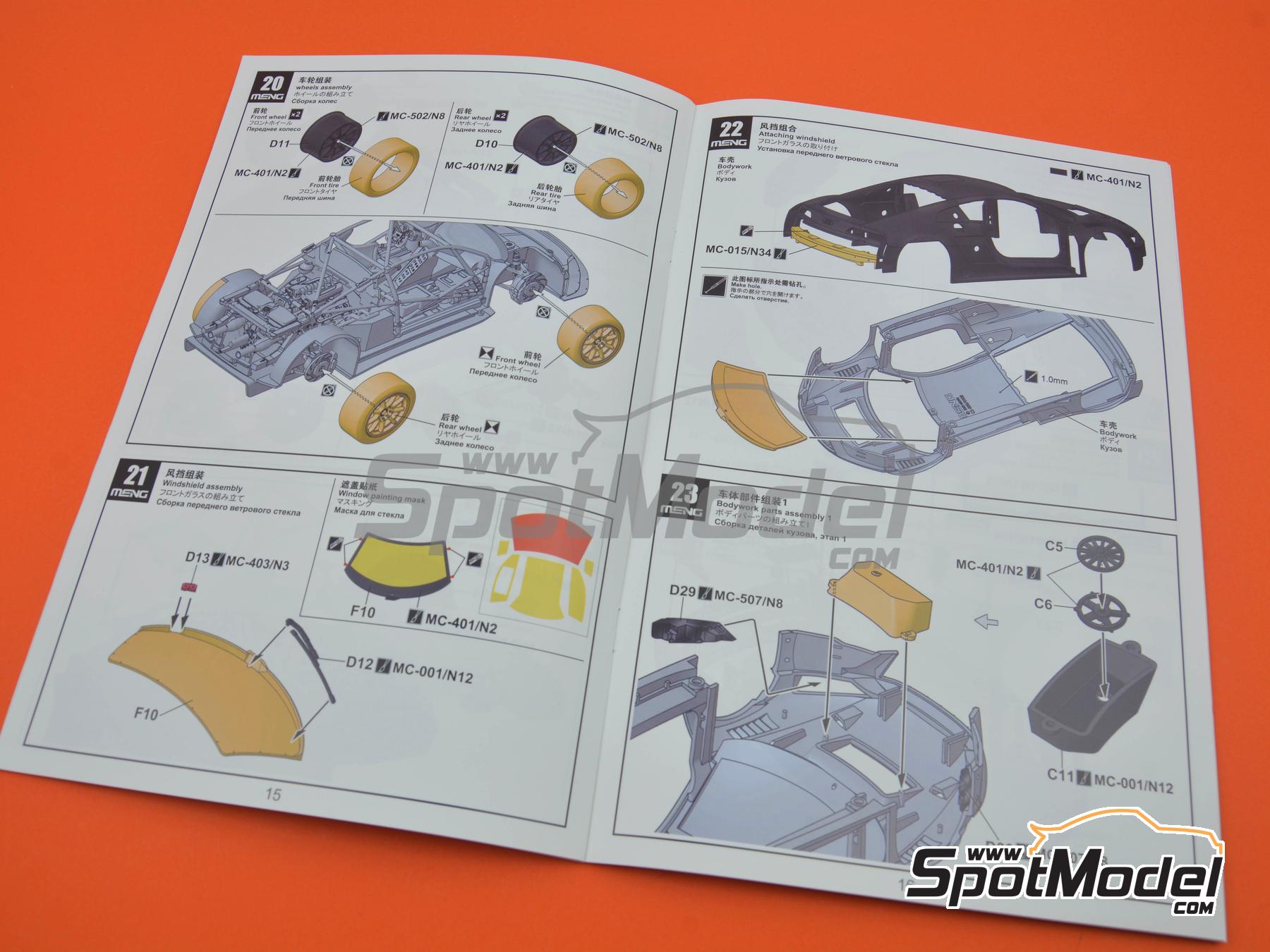 Image 12: Audi R8 LMS GT3 Evo II Absolute Racing Team sponsored by B-Quick - TSS Thailand Super Series 2024 | Car scale model kit in 1/24 scale manufactured by Meng Model (ref. CS-011, also 4897038554089)