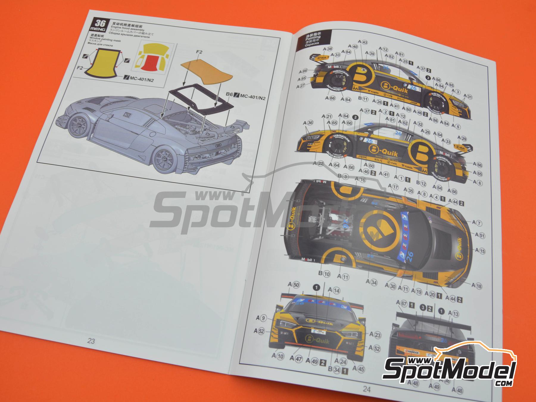 Image 13: Audi R8 LMS GT3 Evo II Absolute Racing Team sponsored by B-Quick - TSS Thailand Super Series 2024 | Car scale model kit in 1/24 scale manufactured by Meng Model (ref. CS-011, also 4897038554089)