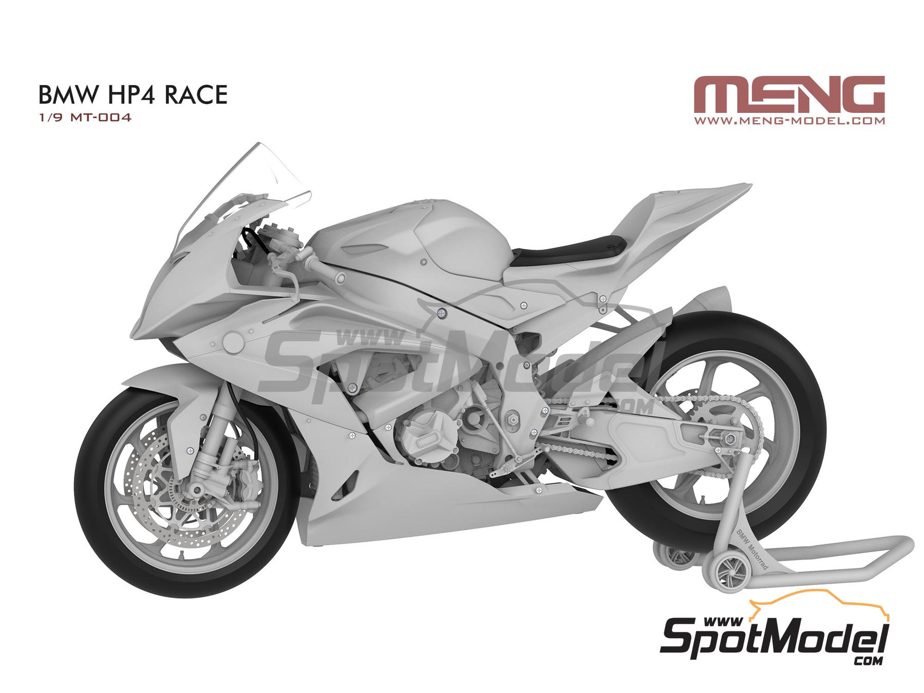 Image 2: BMW HP4 Race | Motorbike scale model kit in 1/9 scale manufactured by Meng Model (ref.&nbsp;MT-004, also 4897038553297)