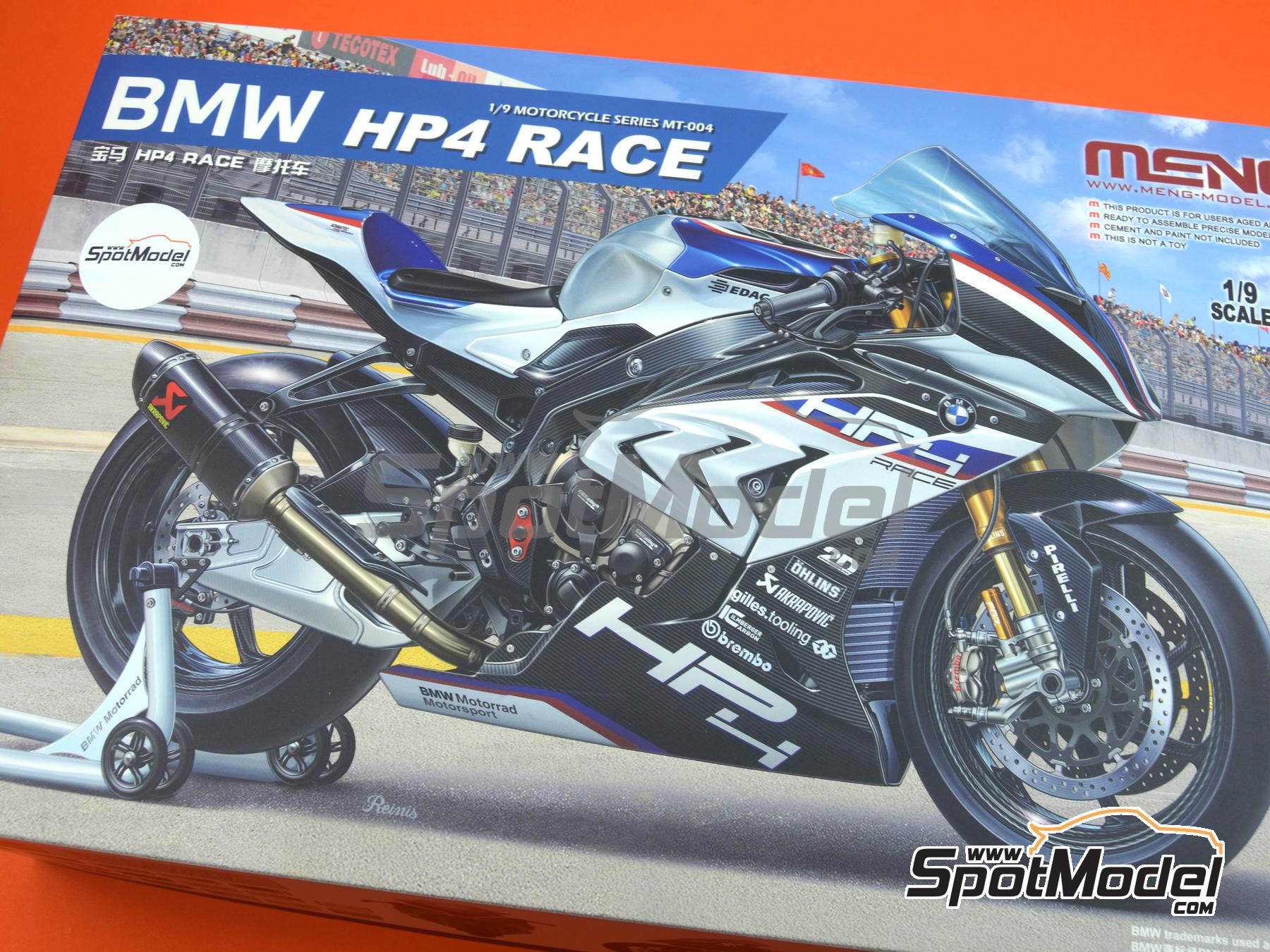 Image 22: BMW HP4 Race | Motorbike scale model kit in 1/9 scale manufactured by Meng Model (ref.&nbsp;MT-004, also 4897038553297)