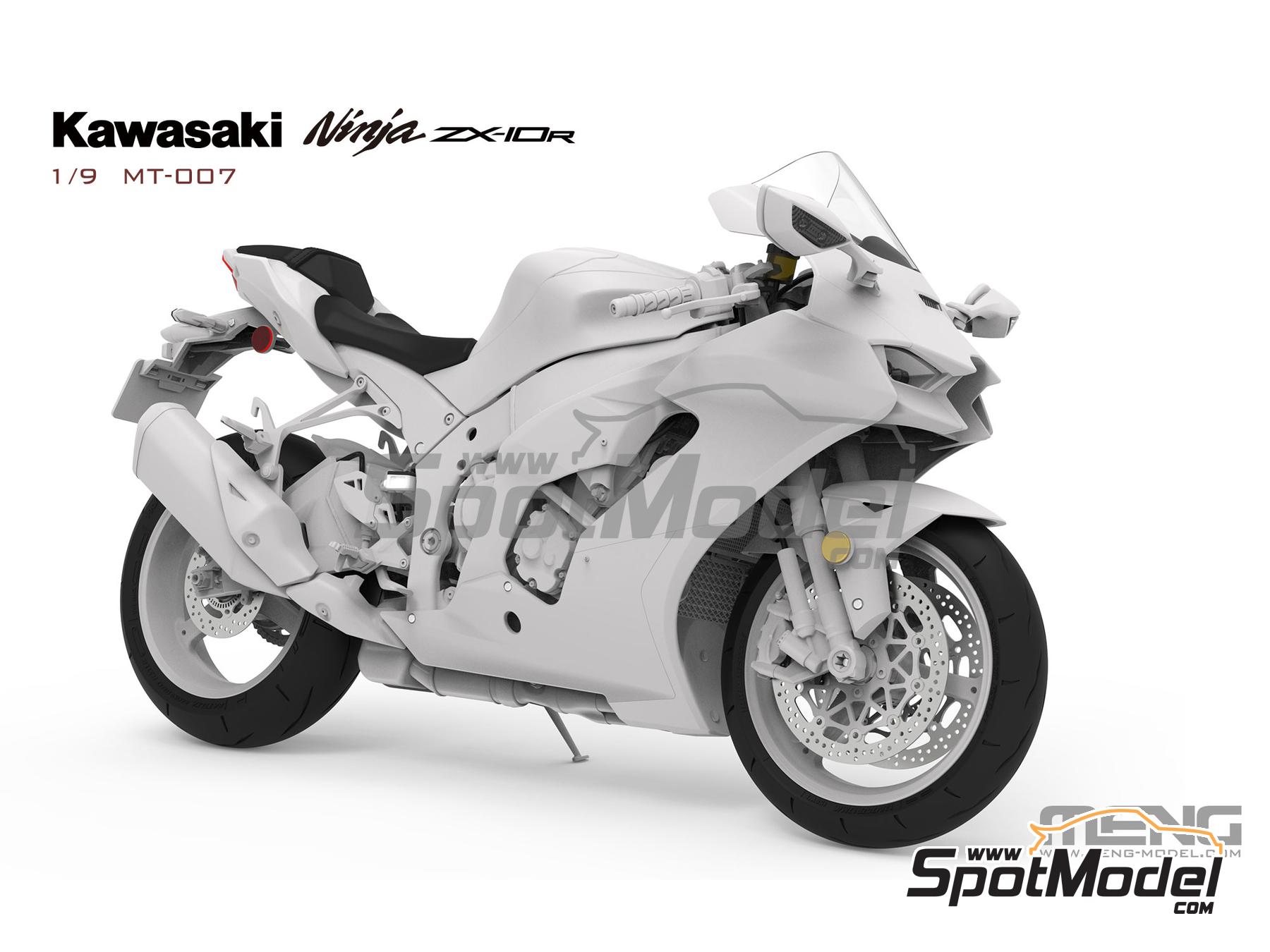 Image 2: Kawasaki Ninja ZX-10R | Maqueta de moto en escala 1/9 fabricado por Meng Model (ref. MT-007, tambien 4897038554300)