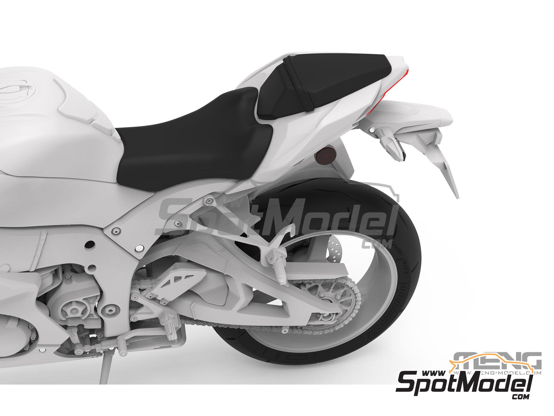 Image 8: Kawasaki Ninja ZX-10R | Maqueta de moto en escala 1/9 fabricado por Meng Model (ref. MT-007, tambien 4897038554300)