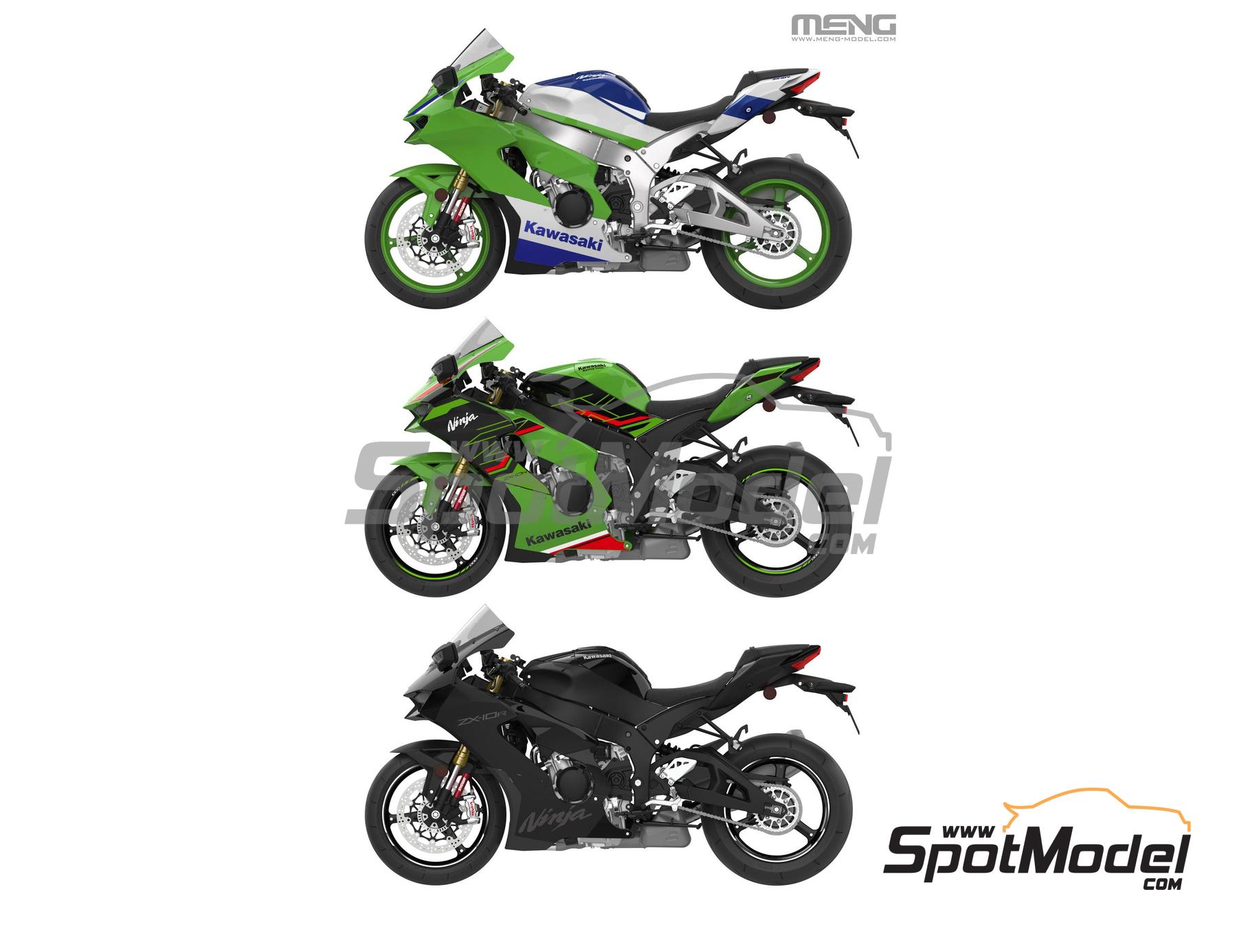 Image 11: Kawasaki Ninja ZX-10R | Maqueta de moto en escala 1/9 fabricado por Meng Model (ref. MT-007, tambien 4897038554300)