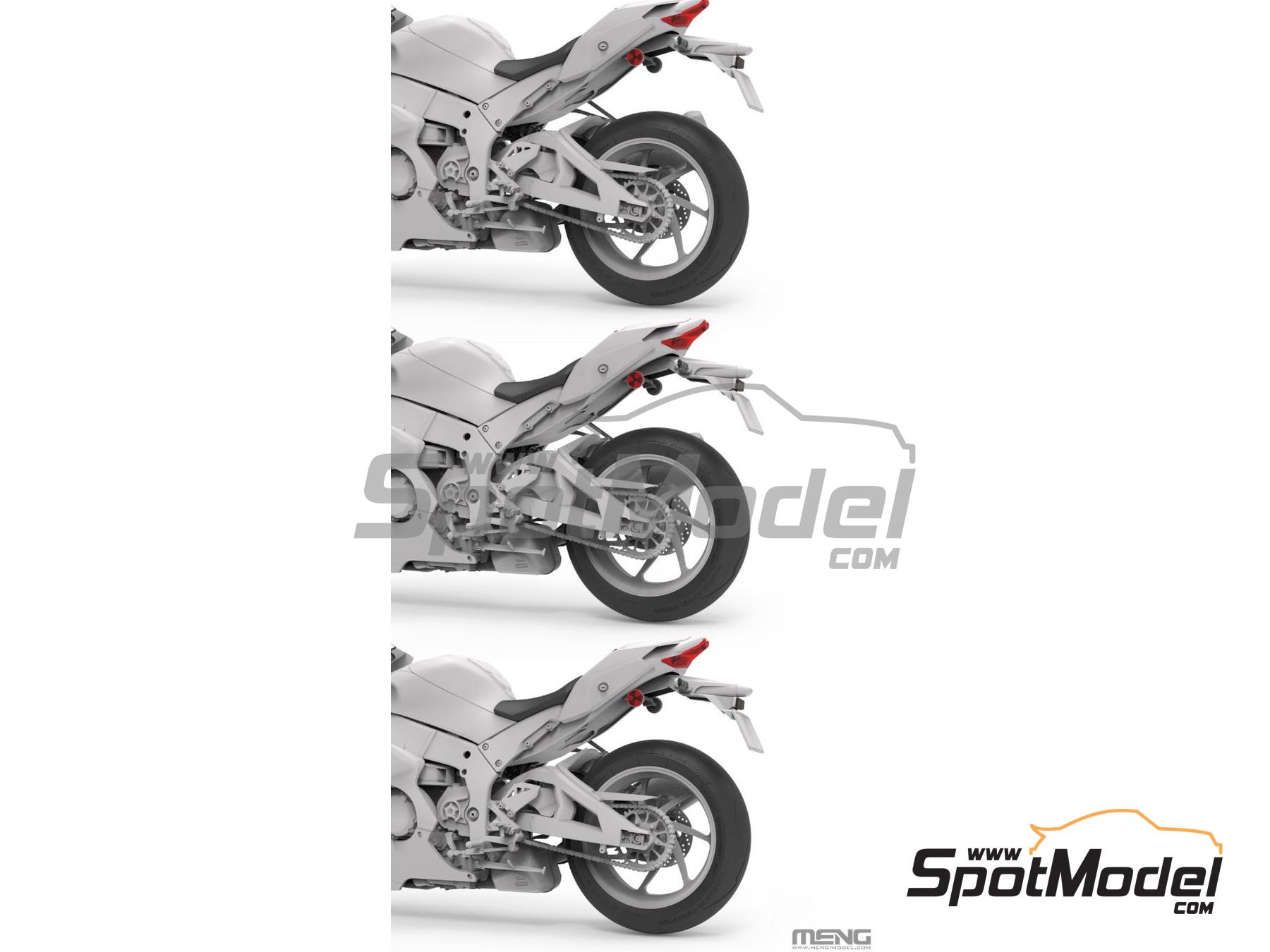 Image 9: Kawasaki Ninja ZX-10RR | Maqueta de moto en escala&nbsp;1/9 fabricado por Meng Model (ref.&nbsp;MT-008)