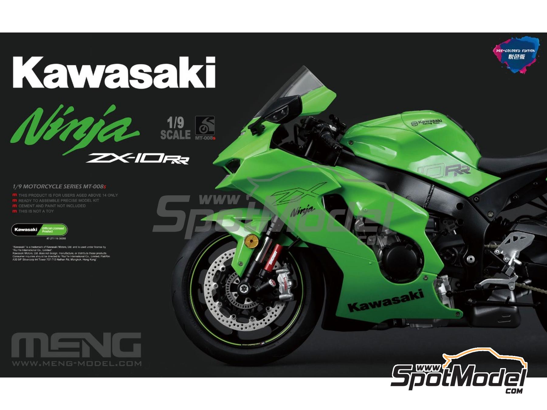 Image 1: Kawasaki Ninja ZX-10RR (pre-painted) | Motorbike scale model kit in 1/9 scale manufactured by Meng Model (ref.&nbsp;MT-008s, also 4897038554478)