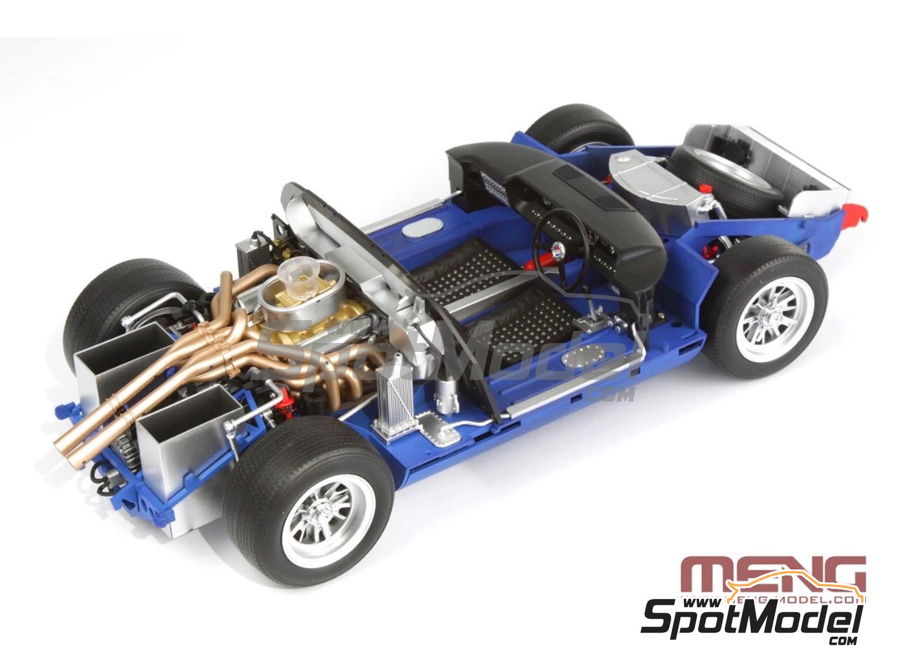 Image 20: Ford GT40 Mk II Shelby American Team - 24 Hours Le Mans 1966 | Car scale model kit in 1/12 scale manufactured by Meng Model (ref. RS-002, also 4897038552948)