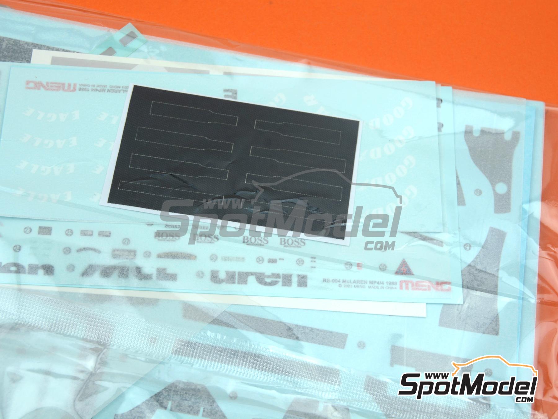 Image 29: McLaren Honda MP4/4 Equipo McLaren Racing Limited patrocinado por Marlboro - Campeonato del Mundo FIA de Formula 1 1988 | Maqueta de coche en escala&nbsp;1/12 fabricado por Meng Model (ref.&nbsp;RS-004, tambien 4897038553747)