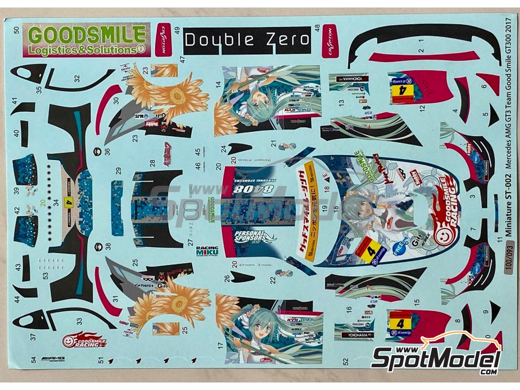 Image 1: Mercedes AMG GT3 Ukyo Team sponsored by Good Smile Racing - Autobacs Super GT Series 2017 | Marking / livery in 1/24 scale manufactured by Miniature (ref.&nbsp;CS010, also MH24007)