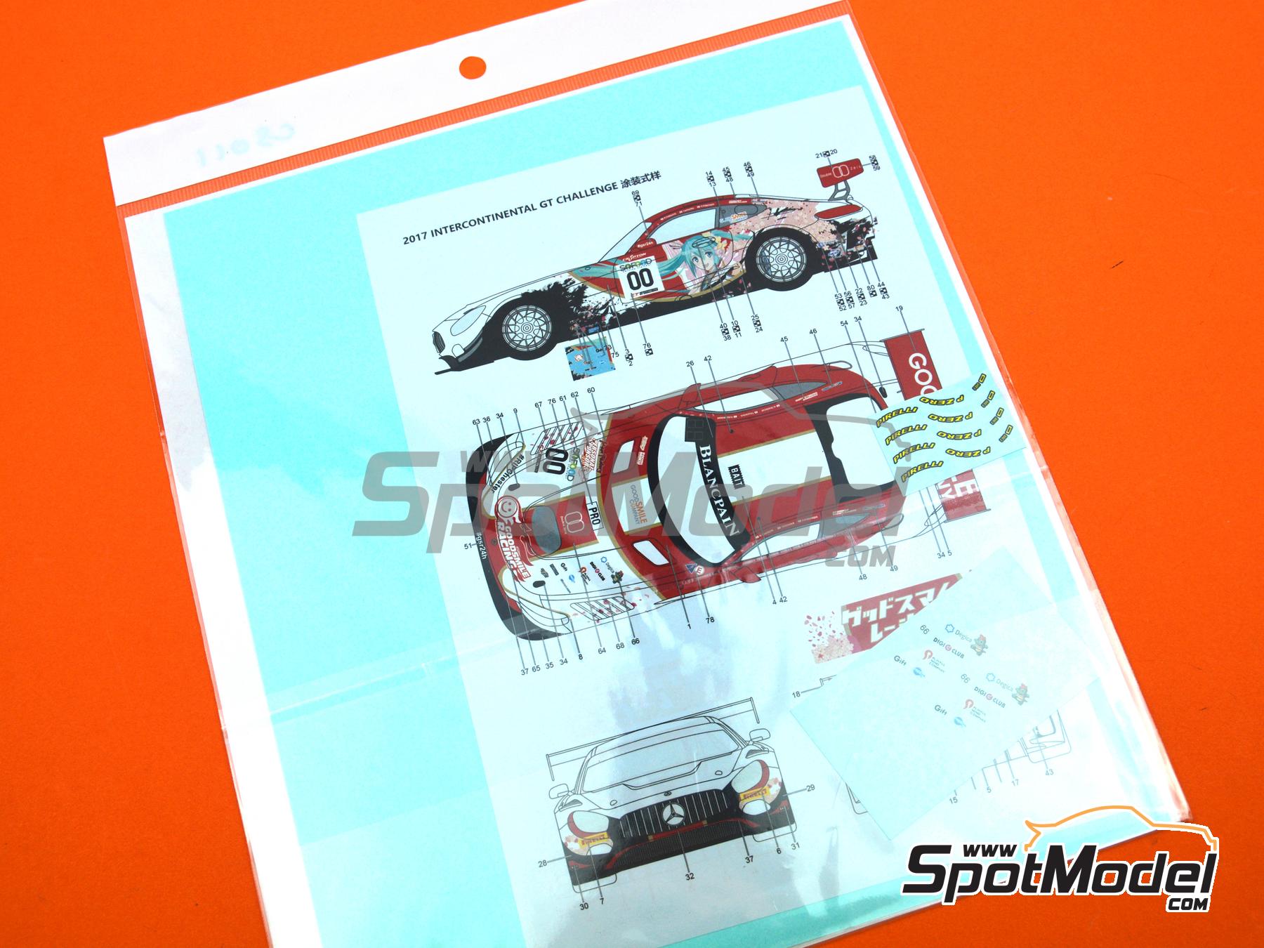 Image 4: Mercedes AMG GT3 Ukyo Team sponsored by Good Smile Racing - 24 Hours SPA Francorchamps 2017 | Marking / livery in 1/24 scale manufactured by Miniature (ref.&nbsp;CS011)