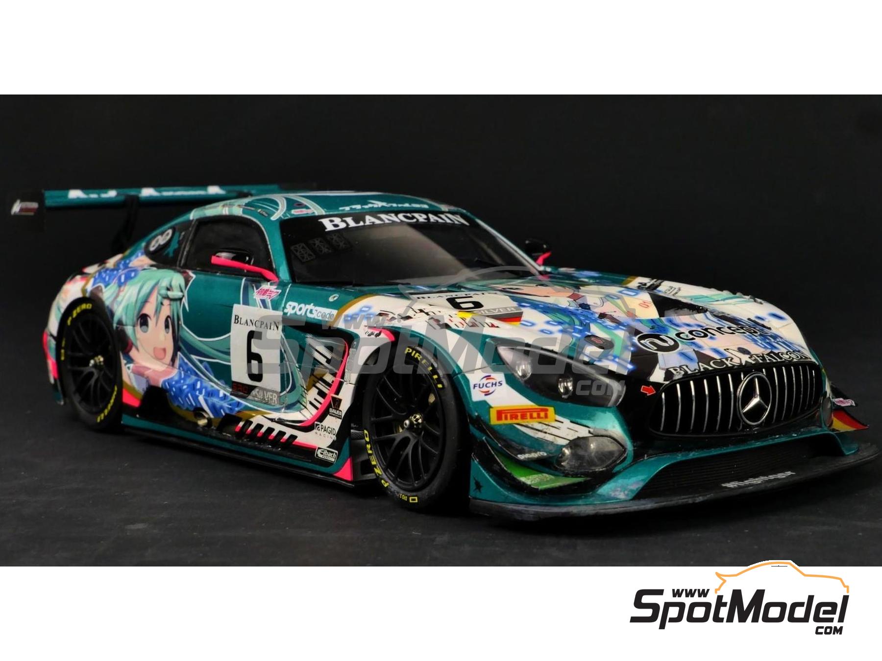 Mercedes AMG GT3 Good Smile Racing Black Falcon Team sponsored by  AutoArenA.de - Total 24 hours of Spa 2019. Marking / livery in 1/24 scale  manufactur
