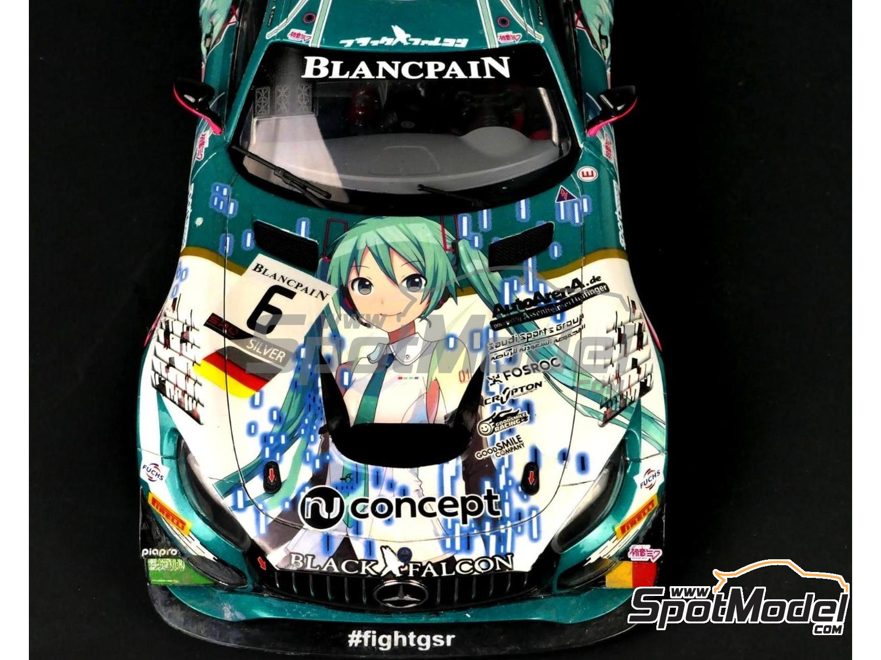 Image 3: Mercedes AMG GT3 Equipo Good Smile Racing Black Falcon patrocinado por AutoArenA.de - Total 24 horas de Spa 2019 | Decoraci&oacute;n en escala&nbsp;1/24 fabricado por Miniature (ref.&nbsp;CS015)