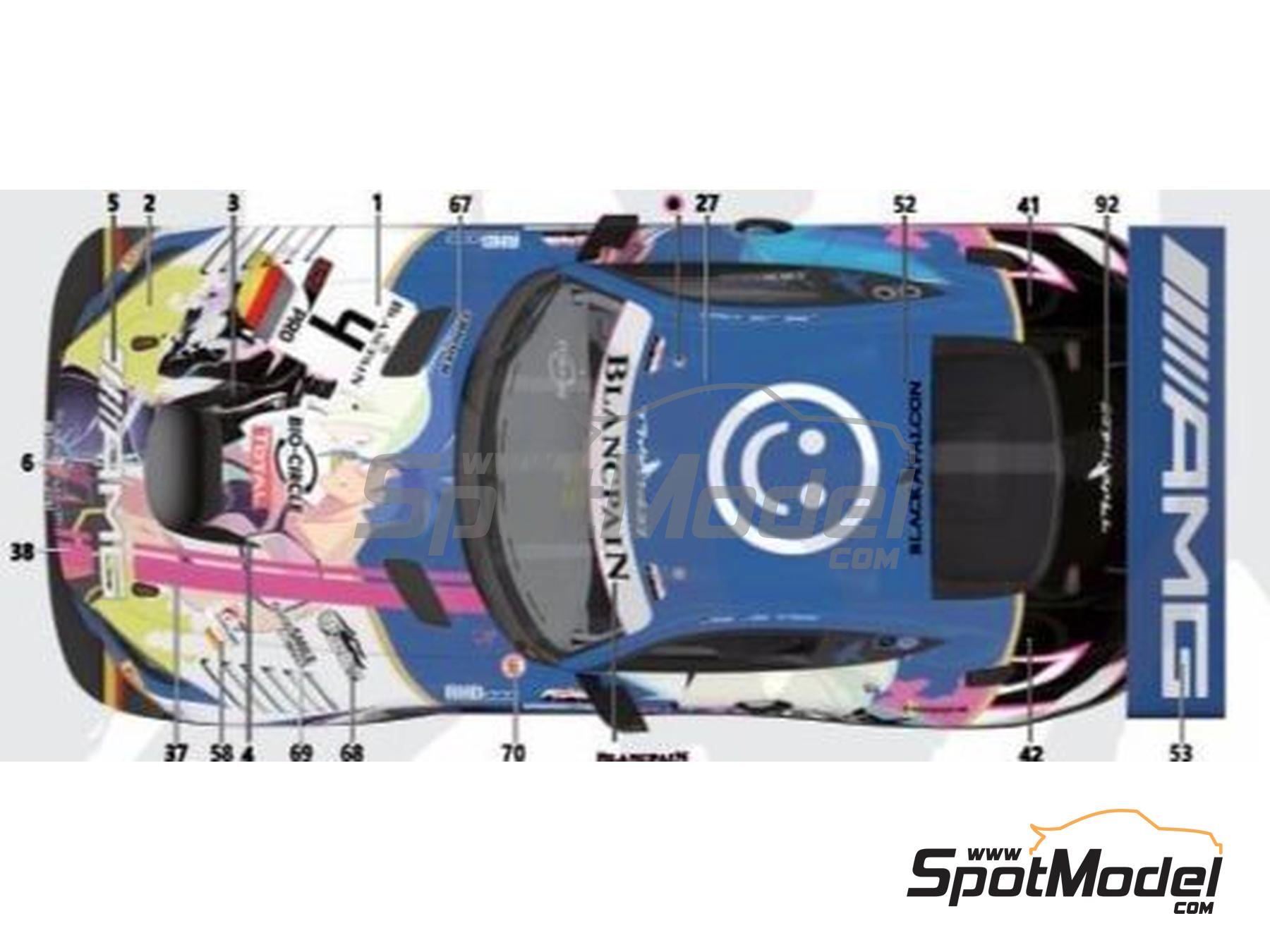 Image 2: Mercedes AMG GT3 Equipo Black Falcon patrocinado por Good Smile, Promare - Total 24 horas de Spa 2019 | Decoraci&oacute;n en escala&nbsp;1/24 fabricado por Miniature (ref.&nbsp;CS030)