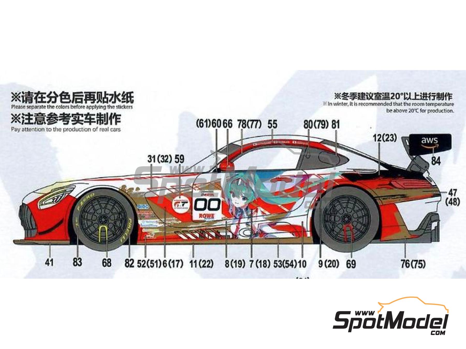Image 1: Mercedes AMG GT3 Evo Good Smile Racing & UKYO Team - CrowdStrike 24 Hours of Spa 2025 | Marking / livery in 1/24 scale manufactured by Miniature (ref.&nbsp;CS032, also MH24022)