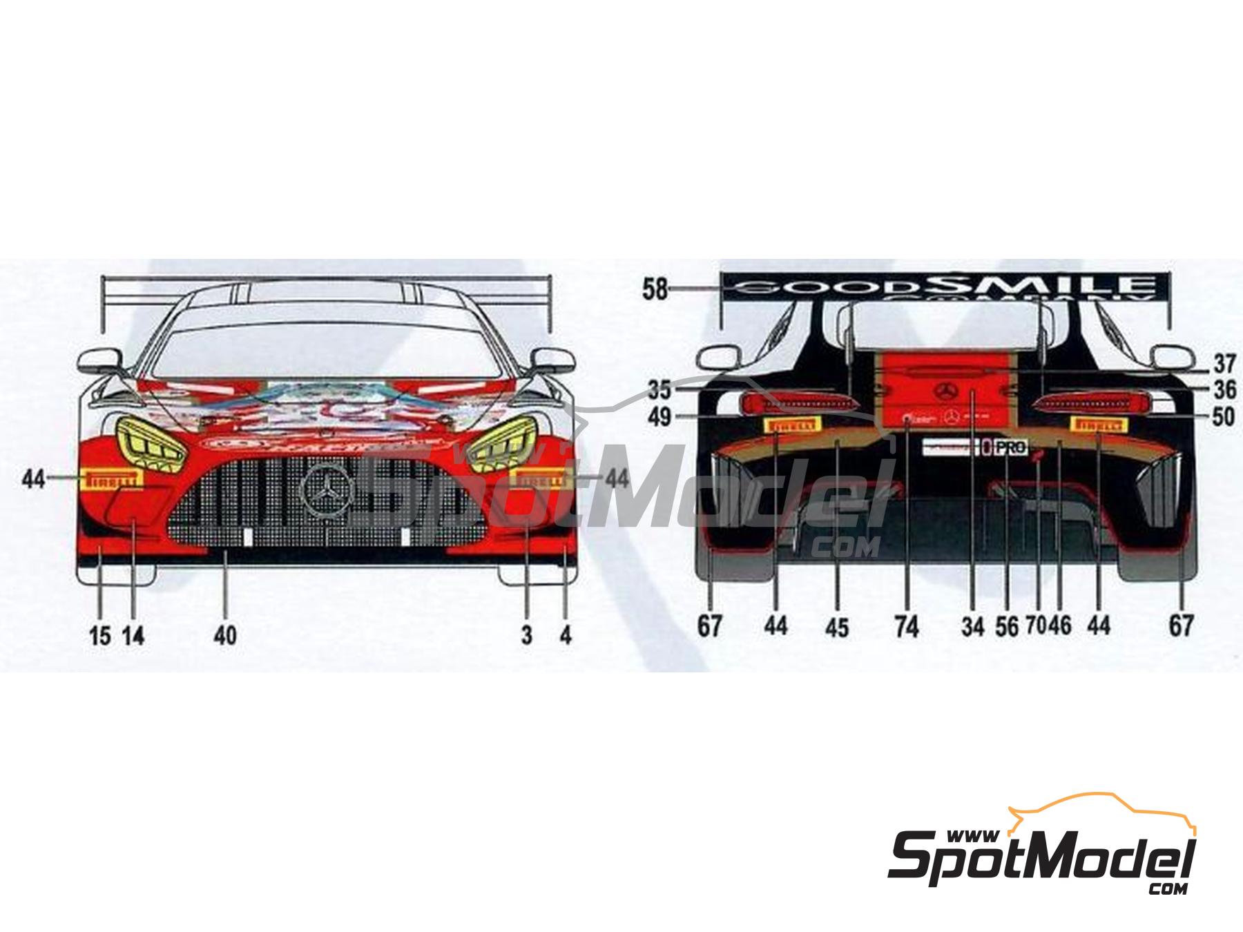 Image 3: Mercedes AMG GT3 Evo Good Smile Racing & UKYO Team - CrowdStrike 24 Hours of Spa 2025 | Marking / livery in 1/24 scale manufactured by Miniature (ref.&nbsp;CS032, also MH24022)
