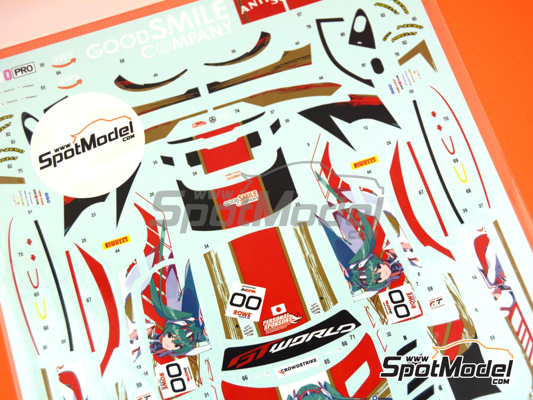 Image 9: Mercedes AMG GT3 Evo Good Smile Racing & UKYO Team - CrowdStrike 24 Hours of Spa 2025 | Marking / livery in 1/24 scale manufactured by Miniature (ref.&nbsp;CS032, also MH24022)
