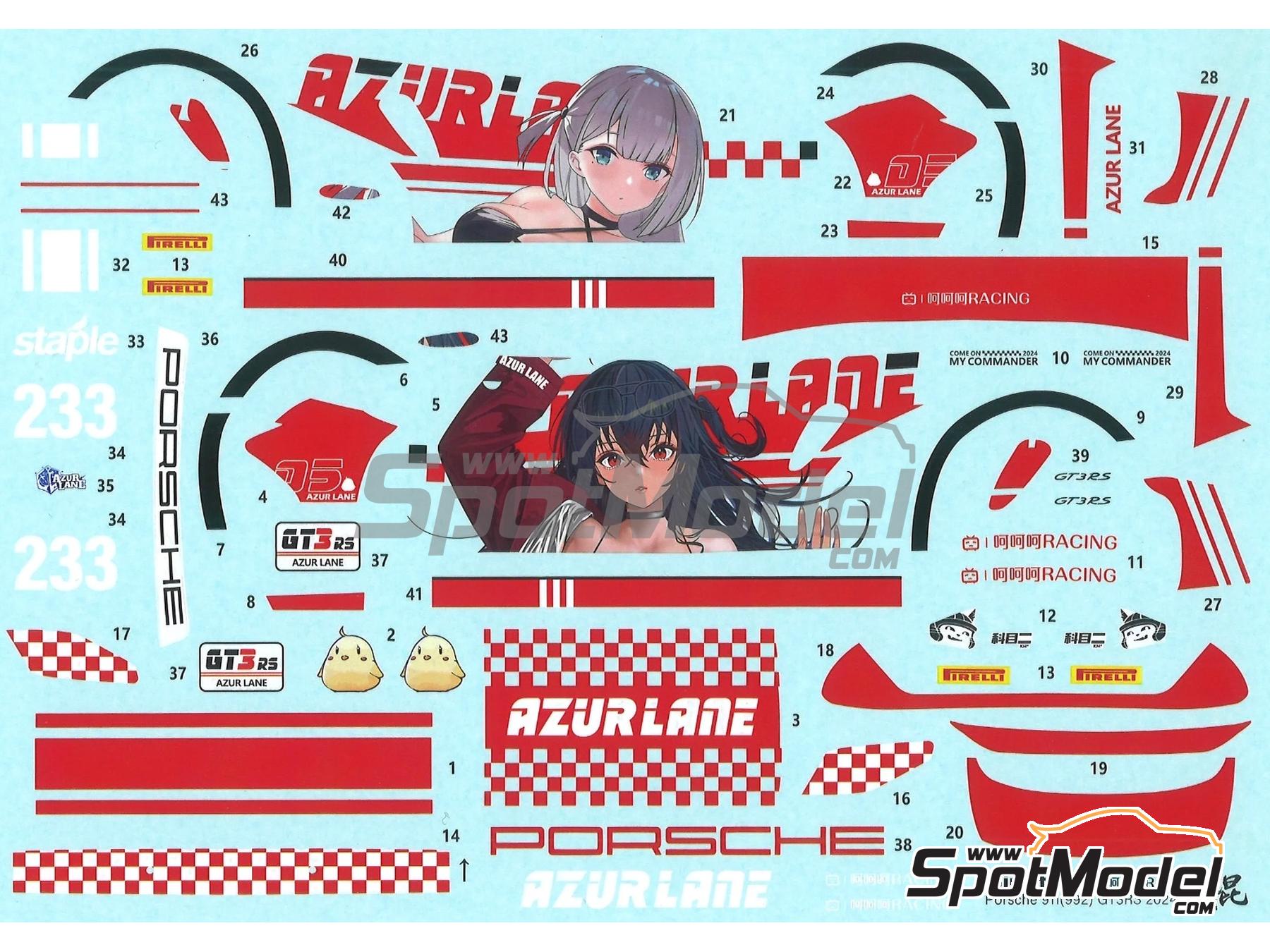 Image 3: Porsche 911 992 GT3 RS sponsored by Azurlane -  2024 | Marking / livery in 1/24 scale manufactured by Miniature (ref.&nbsp;CS117, also MS24030)