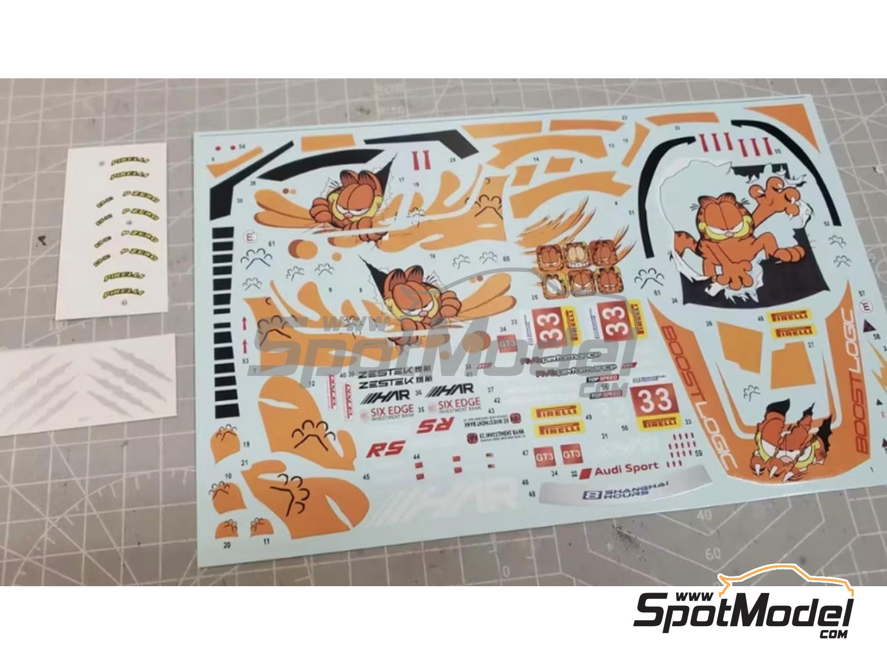Image 3: Audi R8 LMS GT3 Evo II 33R Harmony Racing Team sponsored by "Garfield", Boost Logic - Shanghai 8 Hours 2024 | Marking / livery in 1/24 scale manufactured by Miniature (ref.&nbsp;CS129, also MS24044)