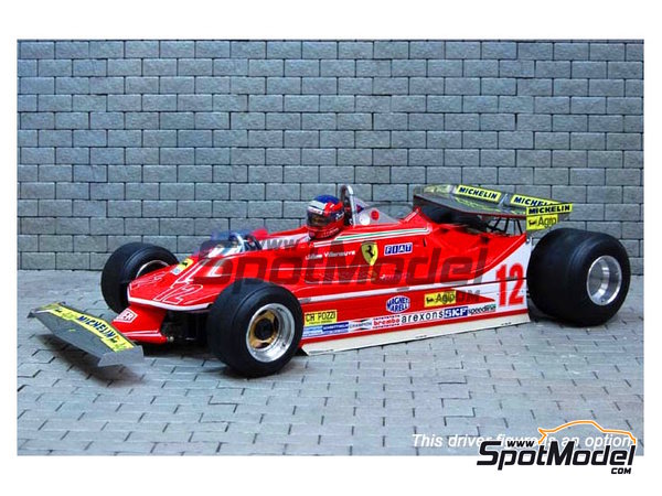 Model Factory Hiro IK002: Car scale model kit 1/20 scale - Ferrari 312T4  Scuderia Ferrari Team sponsored by Fiat #11, 12 - Jody Scheckter (ZA),  Jacques Villeneuve (CA) - Monaco Formula 1 Grand Prix 1979 (ref. MFH-IK002)