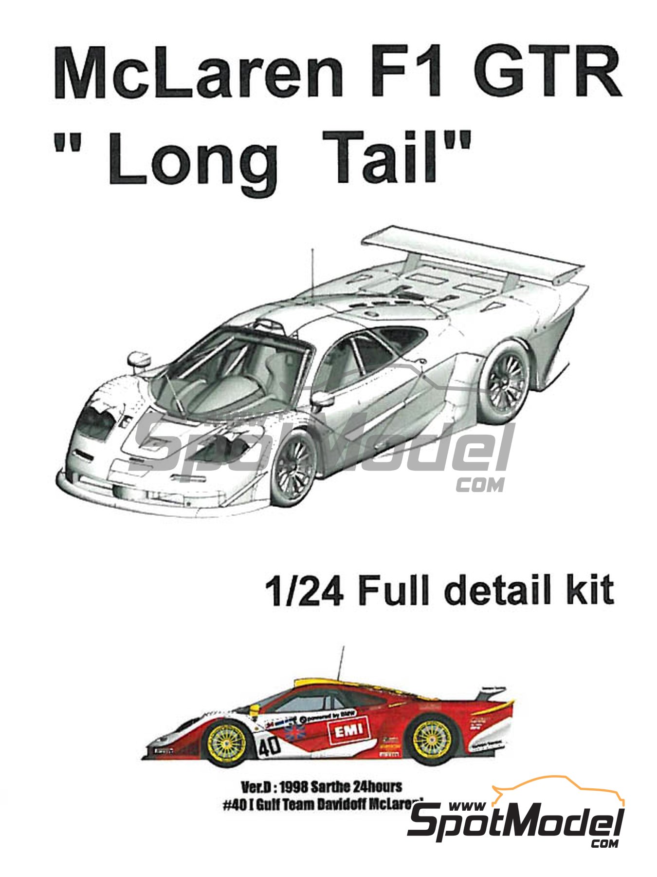 Model Factory Hiro Model Car Kit 1 24 Scale Mclaren F1 Gtr Long Tail Sponsored By Gulf Emi Davidoff 40 24 Hours Le Mans 1998 Ref Mfh K379 Spotmodel