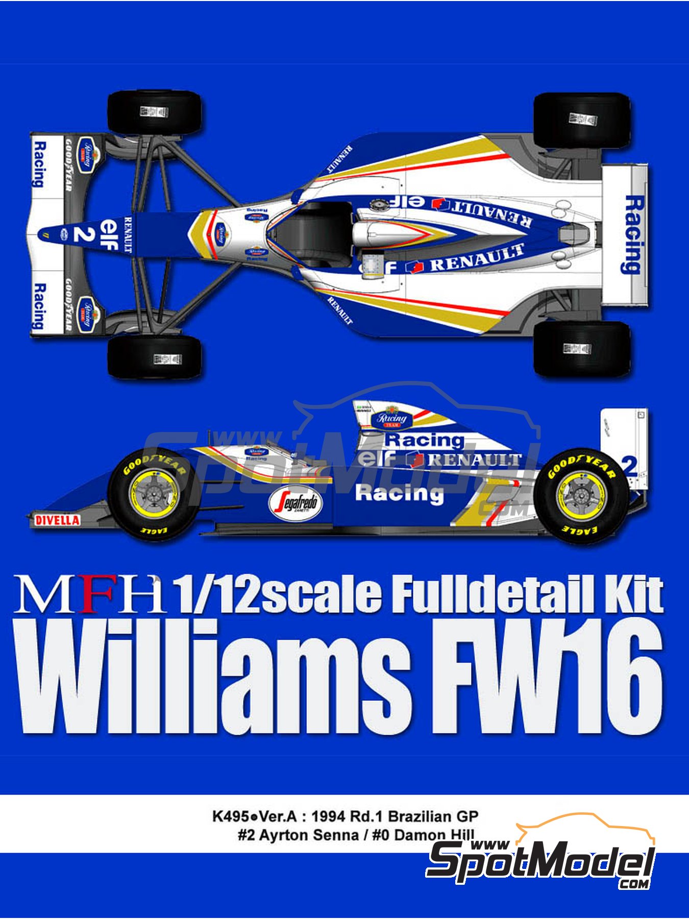 DECALS Damon Hill 1994 Williams FW16 ROTHMANS 1:43 Formula 1 Car Collections