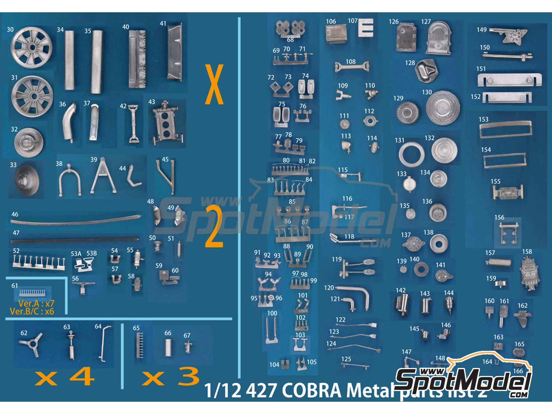 Image 2: Shelby 427 Cobra Scuderia Bear Team - 12 Hours Sebring 1965 and 1966 | Car scale model kit in 1/12 scale manufactured by Model Factory Hiro (ref.&nbsp;MFH-K502, also K502 and K-502)