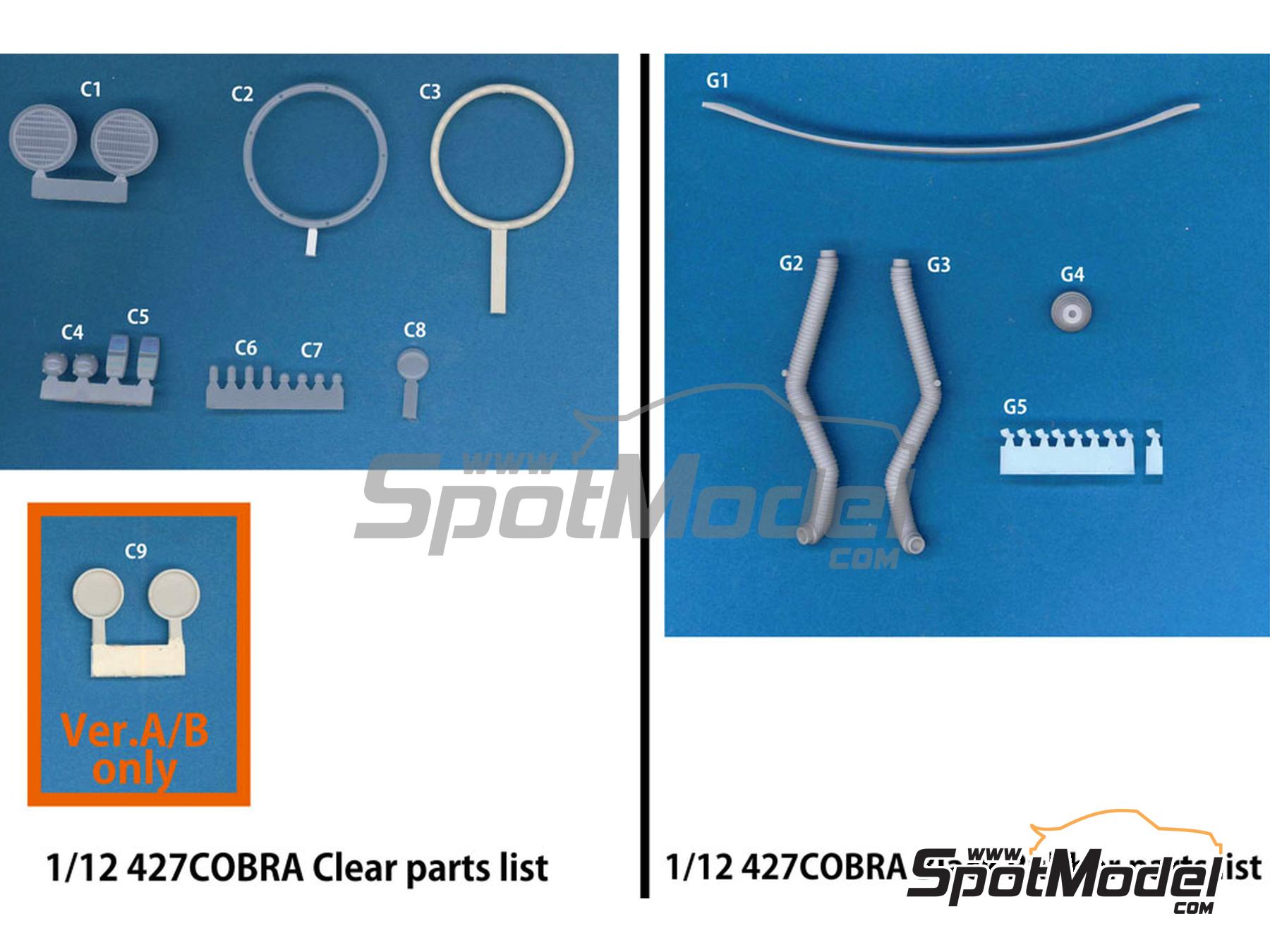 Image 6: Shelby 427 Cobra Scuderia Bear Team - 12 Hours Sebring 1965 and 1966 | Car scale model kit in 1/12 scale manufactured by Model Factory Hiro (ref.&nbsp;MFH-K502, also K502 and K-502)