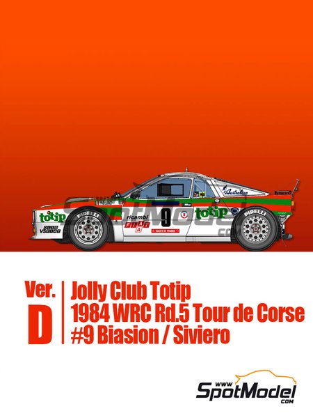 Lancia 037 Rally Jolly Club Totip - Tour de Corse 1984 | Model car kit in 1/43 scale manufactured by Model Factory Hiro (ref.&nbsp;MFH-K560, also K-560) image