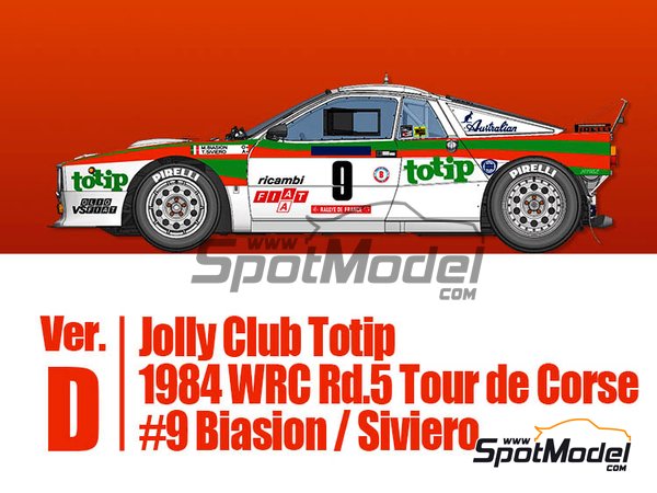 Image 1: Lancia 037 Rally Jolly Club Totip - Tour de Corse 1984 | Model car kit in 1/43 scale manufactured by Model Factory Hiro (ref.&nbsp;MFH-K560, also K-560)