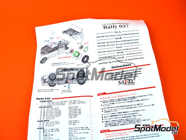 Image 21: Lancia 037 Rally Jolly Club Totip - Tour de Corse 1984 | Model car kit in 1/43 scale manufactured by Model Factory Hiro (ref.&nbsp;MFH-K560, also K-560)