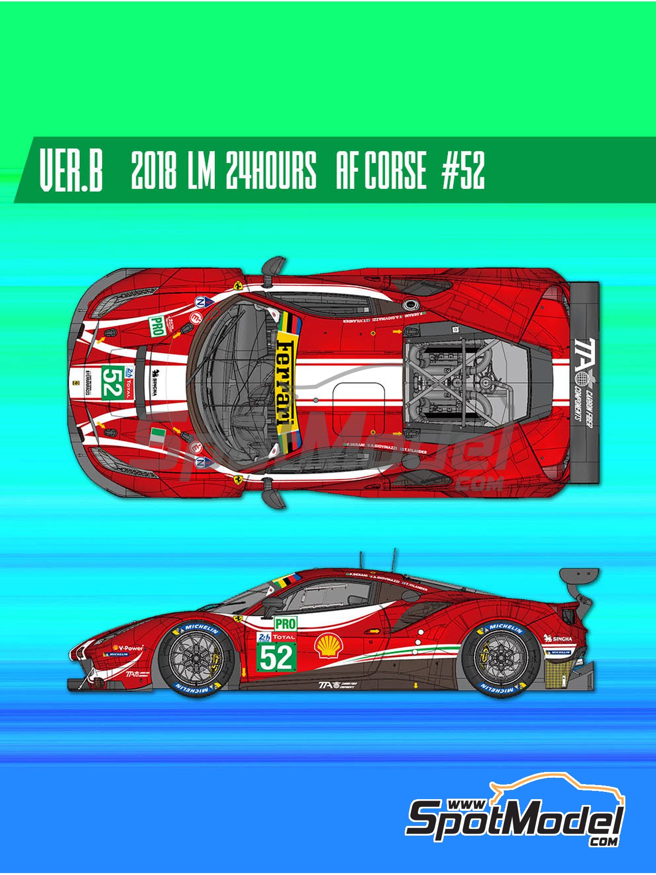 Ferrari 488 Gte Af Corse 24 Hours Le Mans 2018 Model Car Kit In 124 Scale Manufactured By Model Factory Hiro Ref Mfh K682 Also 4580011506822