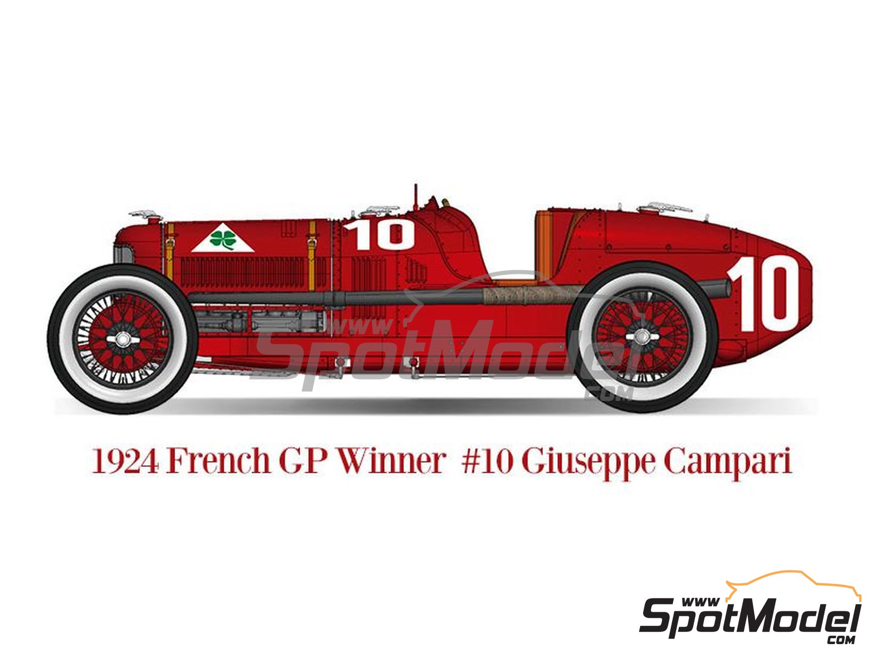 Model Factory Hiro: Model car kit 1/12 scale - Alfa Romeo P2 #1, 10 -  Antonio Ascari (IT), Giuseppe Camparti (IT) - Italian Grand Prix, French  Grand Prix 1924 (ref. MFH-K778) | SpotModel