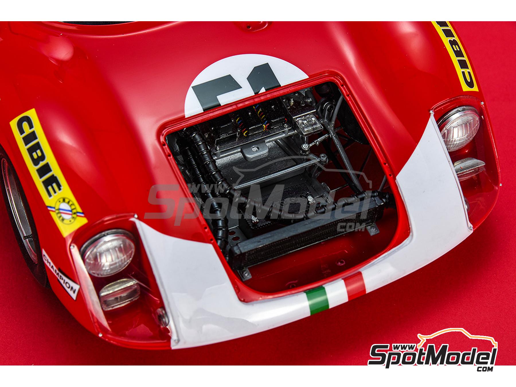 Image 20: Abarth 1000SP Equipo Fiat-Abarth France patrocinado por Novolan - 24 Horas de Le Mans 1969 | Maqueta de coche en escala&nbsp;1/12 fabricado por Model Factory Hiro (ref.&nbsp;MFH-K837, tambien 4580011508376 y K837)