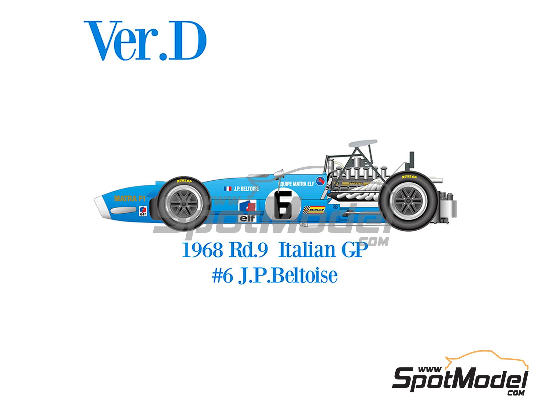 Image 1: Matra MS11 Matra Sports Team sponsored by Elf - Italian Formula 1 Grand Prix 1968 | Car scale model kit in 1/12 scale manufactured by Model Factory Hiro (ref. MFH-K846, also 4580011508468, K846 and K-846)