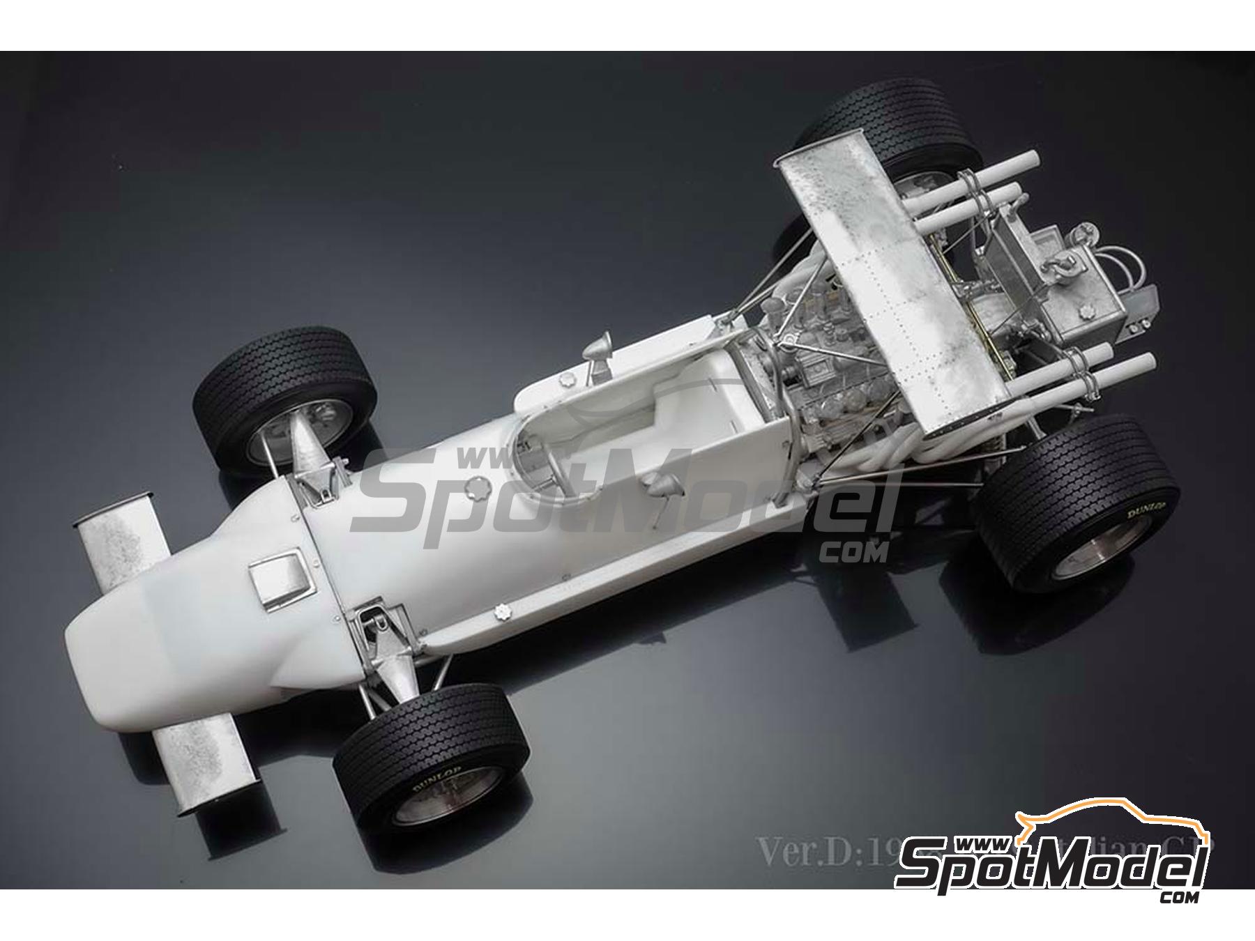 Image 6: Matra MS11 Matra Sports Team sponsored by Elf - Italian Formula 1 Grand Prix 1968 | Car scale model kit in 1/12 scale manufactured by Model Factory Hiro (ref. MFH-K846, also 4580011508468, K846 and K-846)