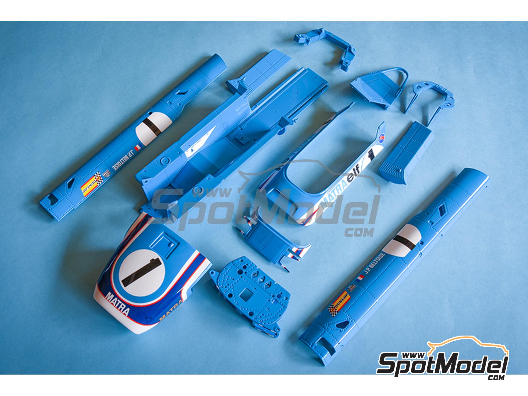 Image 9: Matra MS11 Matra Sports Team sponsored by Elf - Italian Formula 1 Grand Prix 1968 | Car scale model kit in 1/12 scale manufactured by Model Factory Hiro (ref. MFH-K846, also 4580011508468, K846 and K-846)