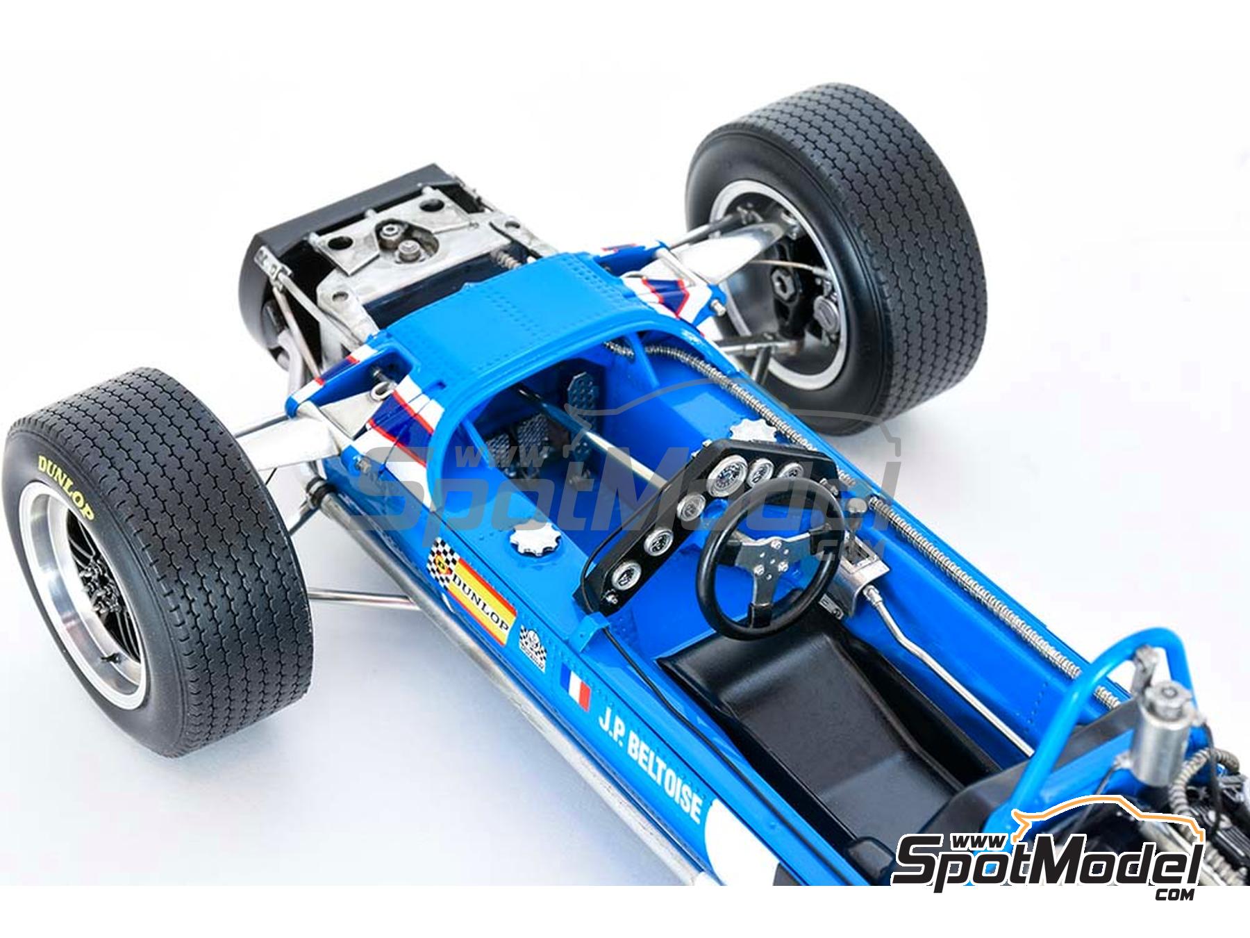 Image 37: Matra MS11 Matra Sports Team sponsored by Elf - Italian Formula 1 Grand Prix 1968 | Car scale model kit in 1/12 scale manufactured by Model Factory Hiro (ref. MFH-K846, also 4580011508468, K846 and K-846)