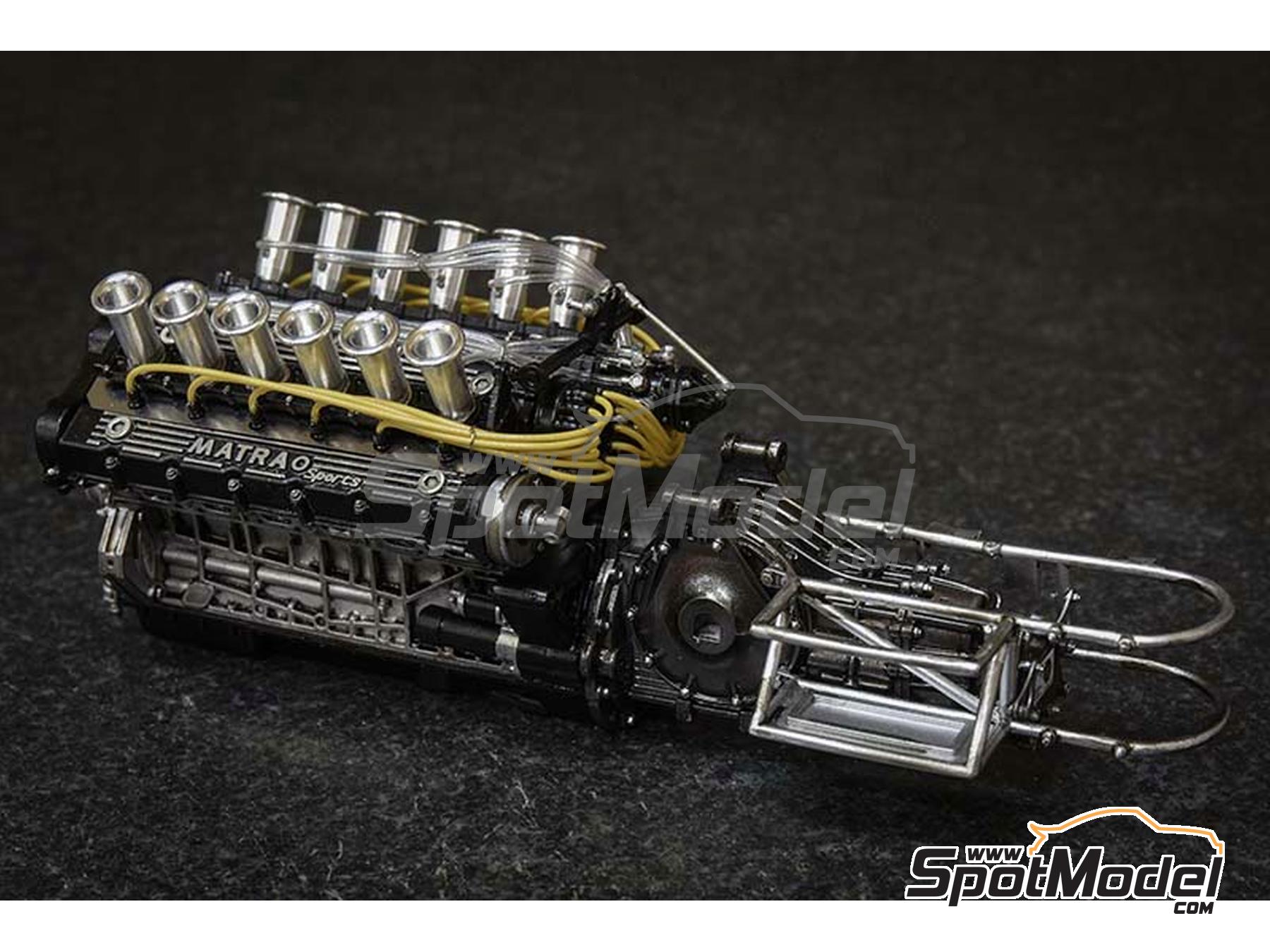 Image 45: Matra MS11 Matra Sports Team sponsored by Elf - Italian Formula 1 Grand Prix 1968 | Car scale model kit in 1/12 scale manufactured by Model Factory Hiro (ref. MFH-K846, also 4580011508468, K846 and K-846)