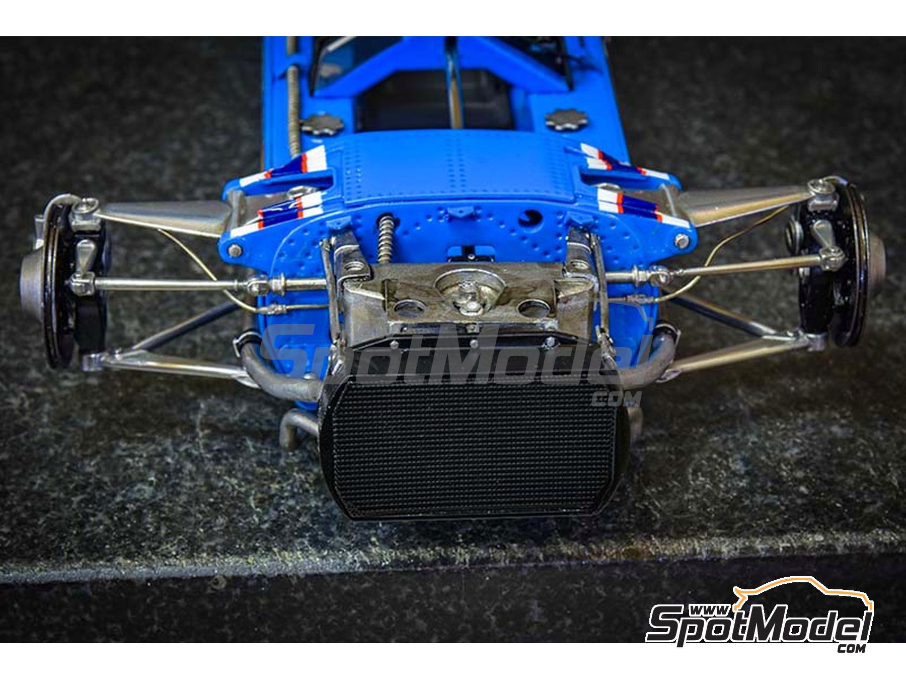 Image 47: Matra MS11 Matra Sports Team sponsored by Elf - Italian Formula 1 Grand Prix 1968 | Car scale model kit in 1/12 scale manufactured by Model Factory Hiro (ref. MFH-K846, also 4580011508468, K846 and K-846)