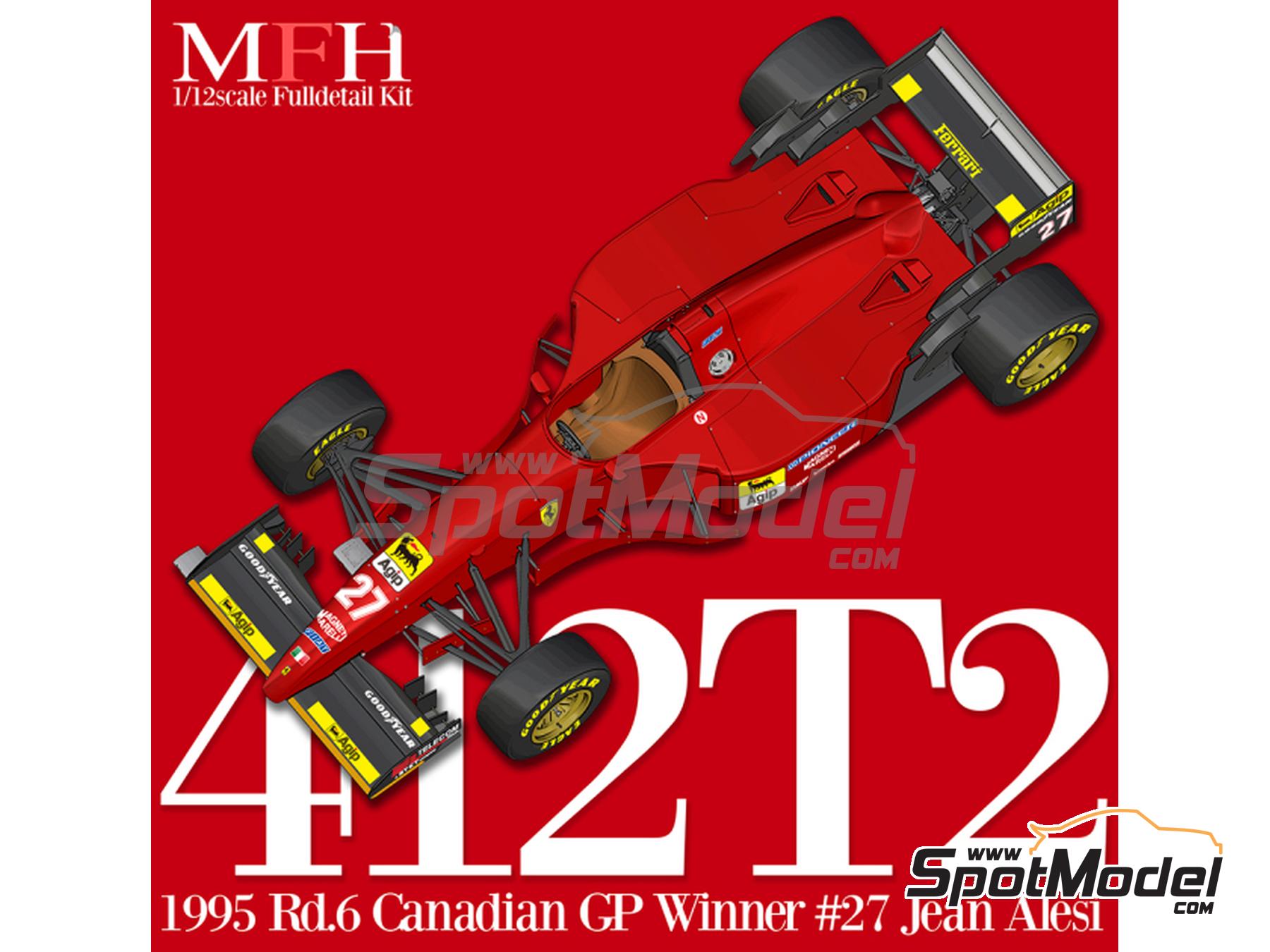 Image 1: Ferrari 412T2 Scuderia Ferrari Team sponsored by Agip - Canadian Formula 1 Grand Prix 1995 | Car scale model kit in 1/12 scale manufactured by Model Factory Hiro (ref.&nbsp;MFH-K852, also 4580011508529, K852 and K-852)