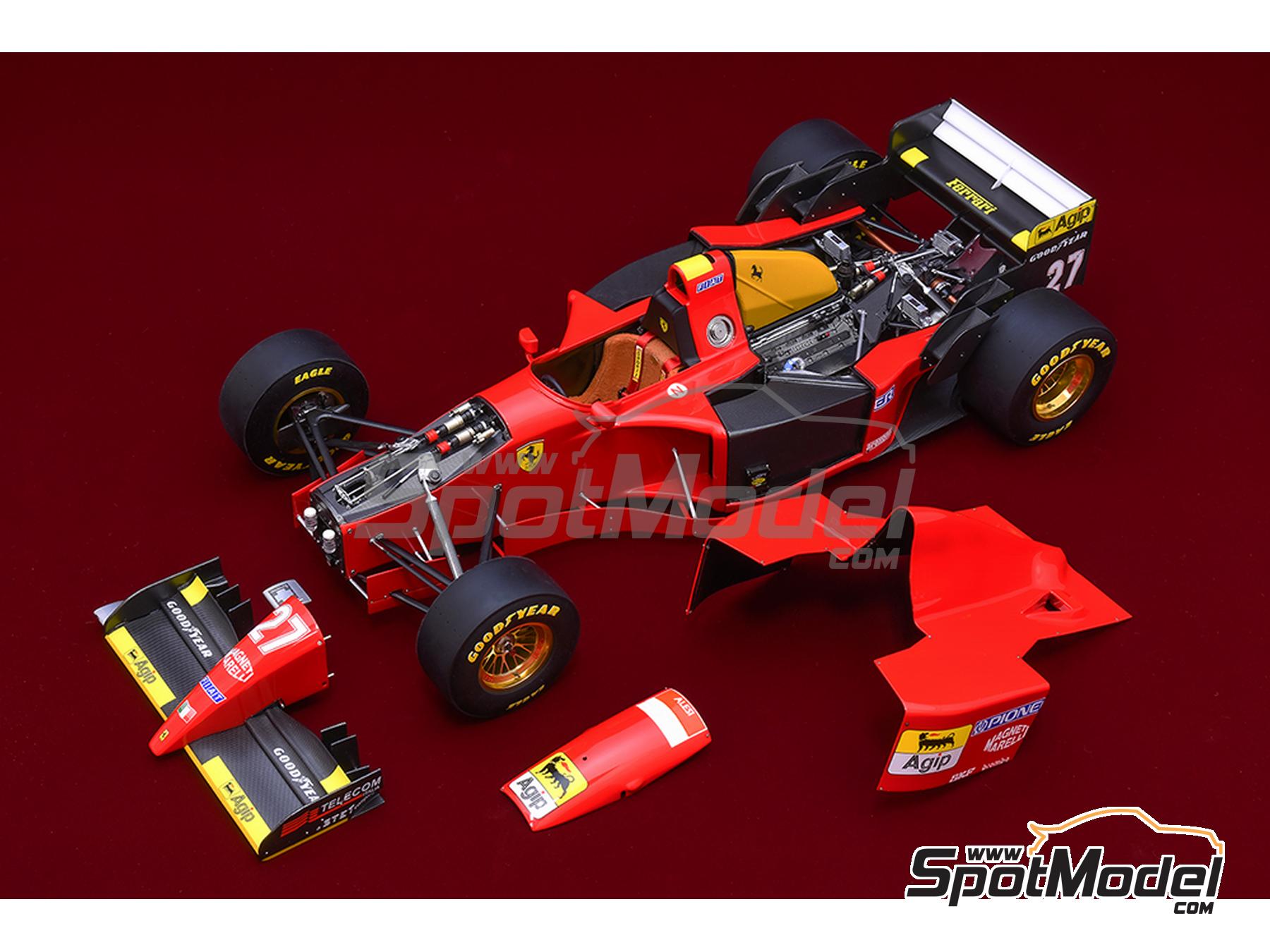 Image 18: Ferrari 412T2 Scuderia Ferrari Team sponsored by Agip - Canadian Formula 1 Grand Prix 1995 | Car scale model kit in 1/12 scale manufactured by Model Factory Hiro (ref.&nbsp;MFH-K852, also 4580011508529, K852 and K-852)